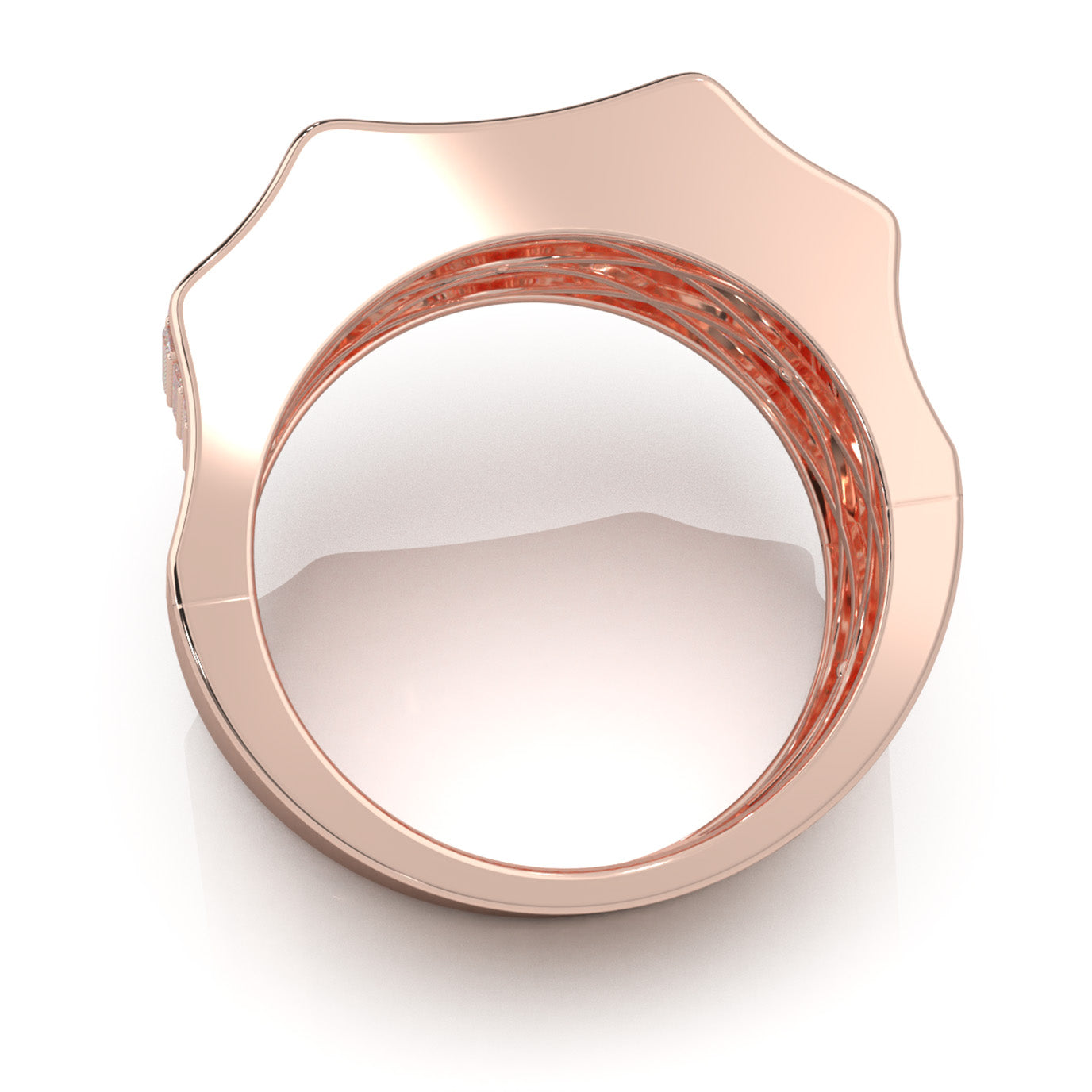 2.10 ct Lab Grown Diamond Round Cut Micropave Mens Band in 14k Rose Gold