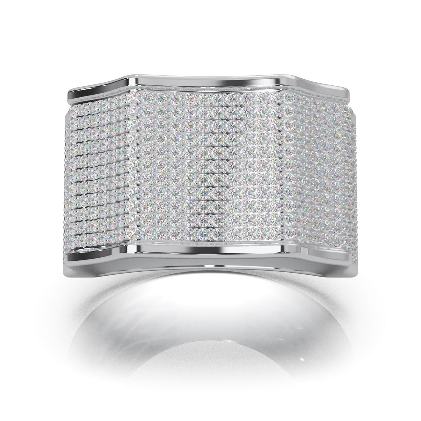 2.10 ct Natural Diamond Round Cut Micropave Mens Band in 14k White Gold