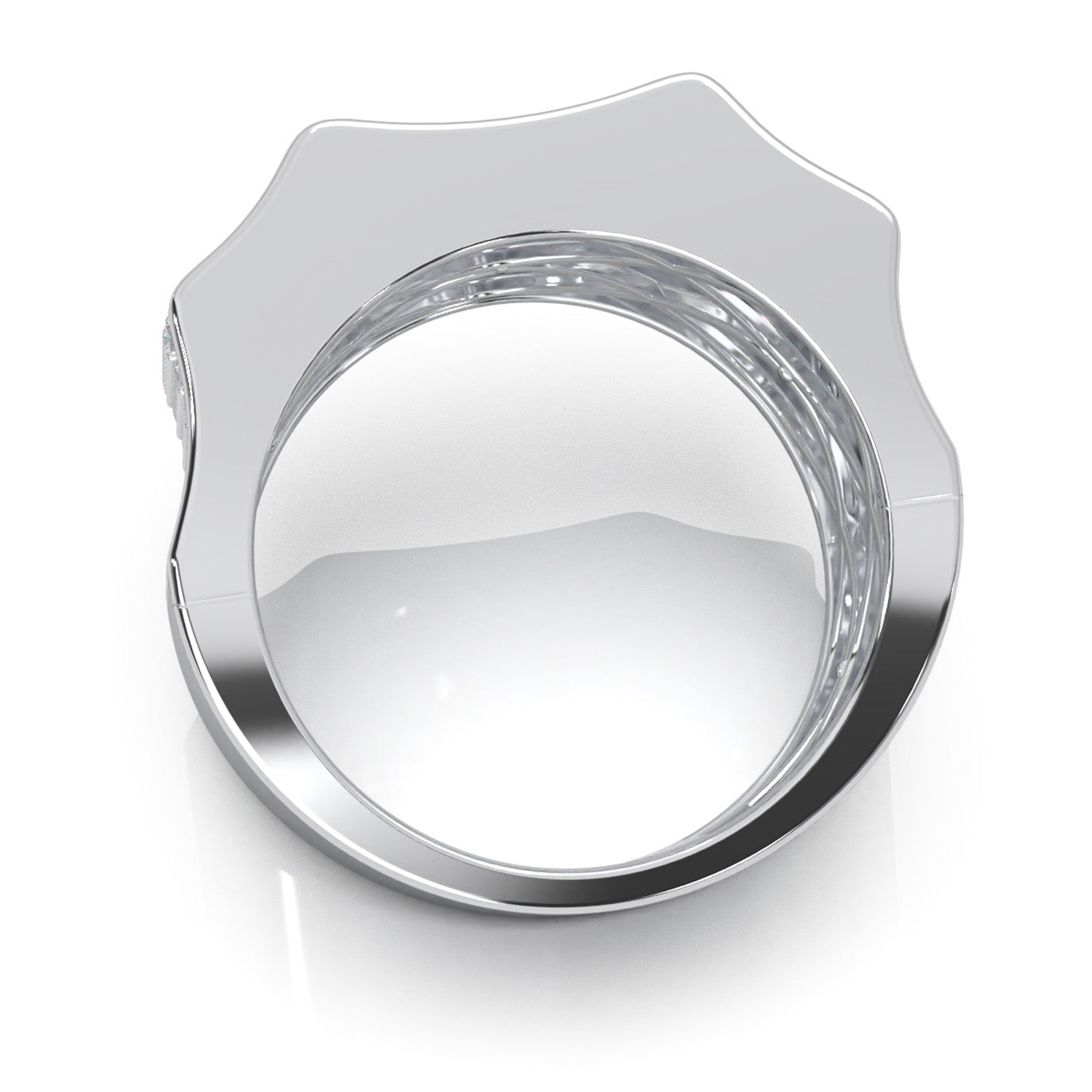 2.10 ct Moissanite Round Cut Micropave Mens Band in 10k White Gold