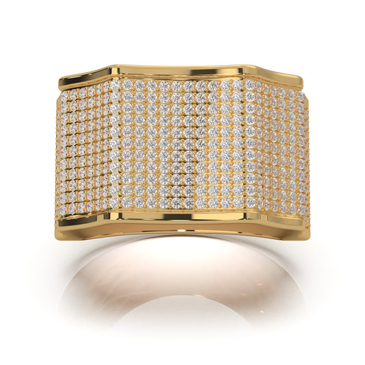 2.10 ct Natural Diamond Round Cut Micropave Mens Band in 14k Yellow Gold