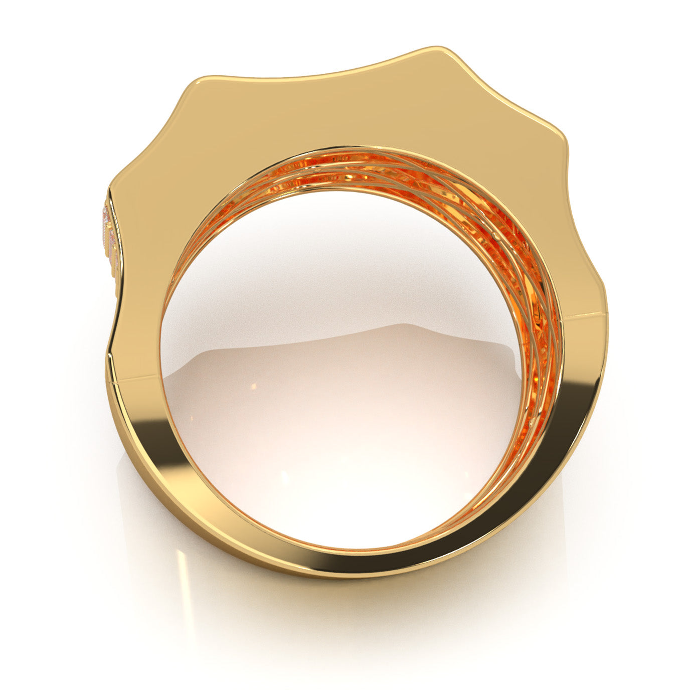 2.10 ct Lab Grown Diamond Round Cut Micropave Mens Band in 14k Yellow Gold