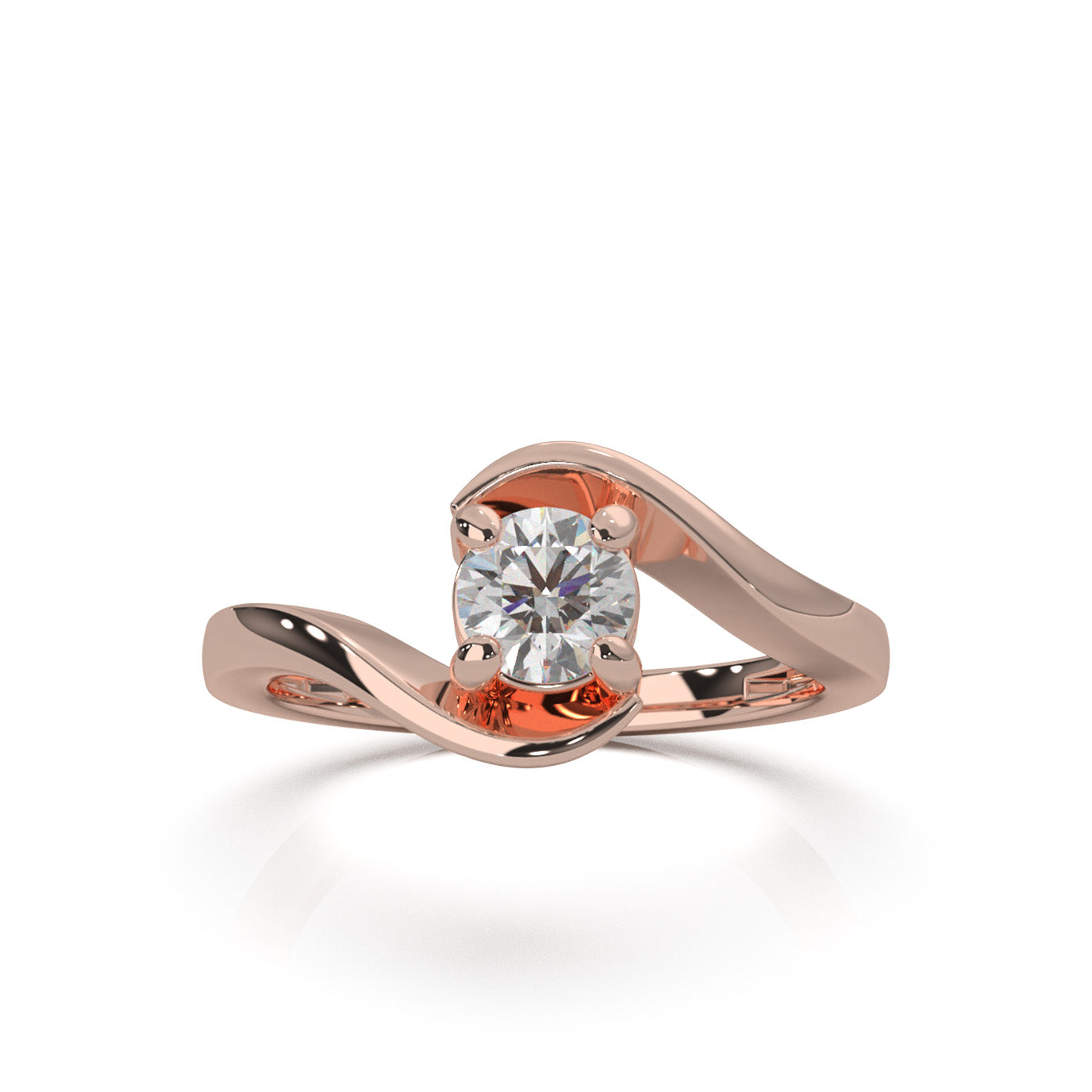 0.60 ct Moissanite Round Cut Bypass Solitaire Ring in 14k Rose Gold