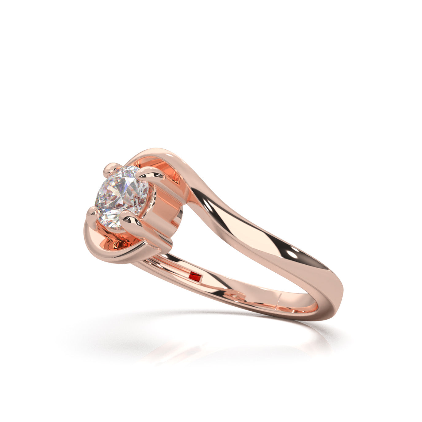 0.60 ct Moissanite Round Cut Bypass Solitaire Ring in 14k Rose Gold