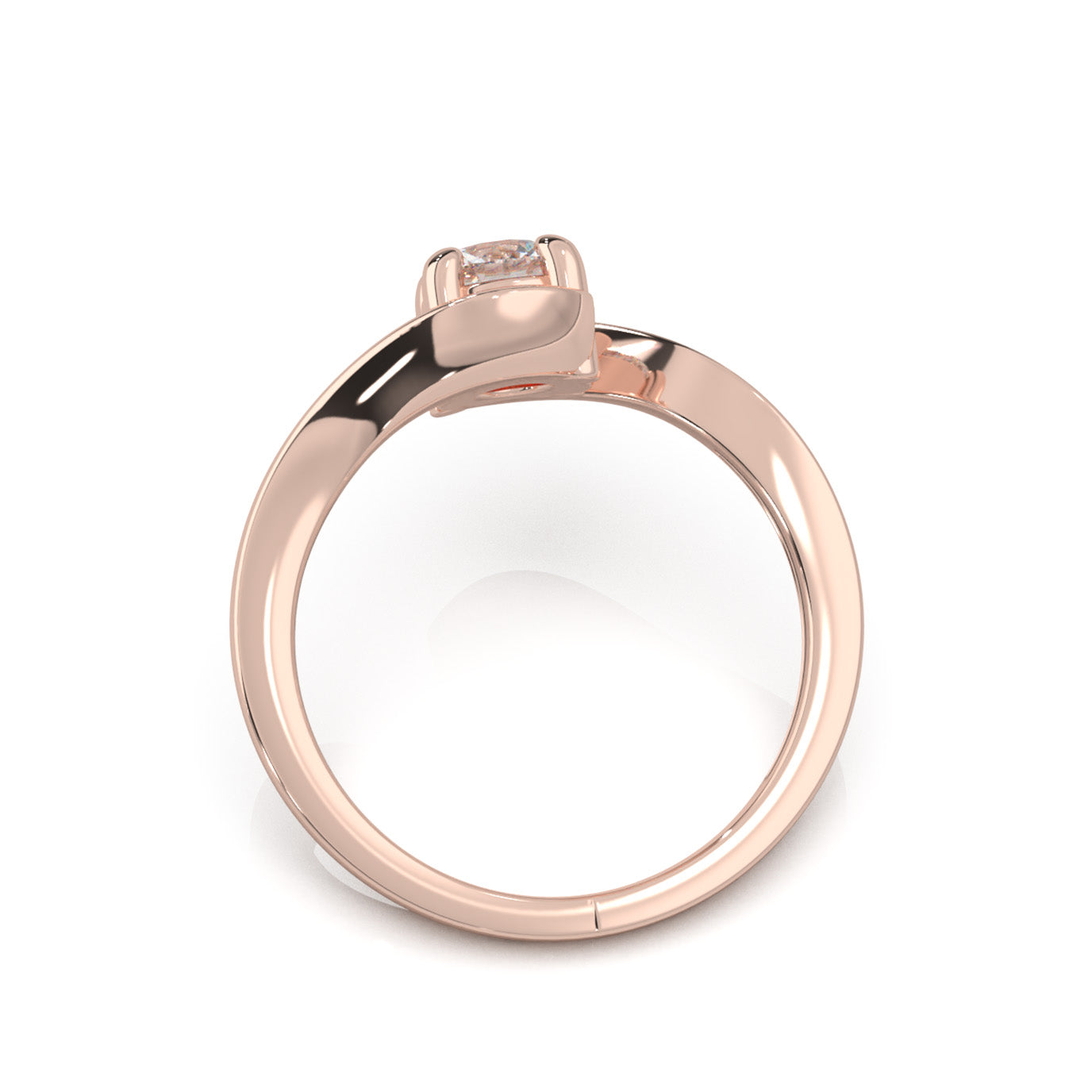 0.60 ct Moissanite Round Cut Bypass Solitaire Ring in 14k Rose Gold