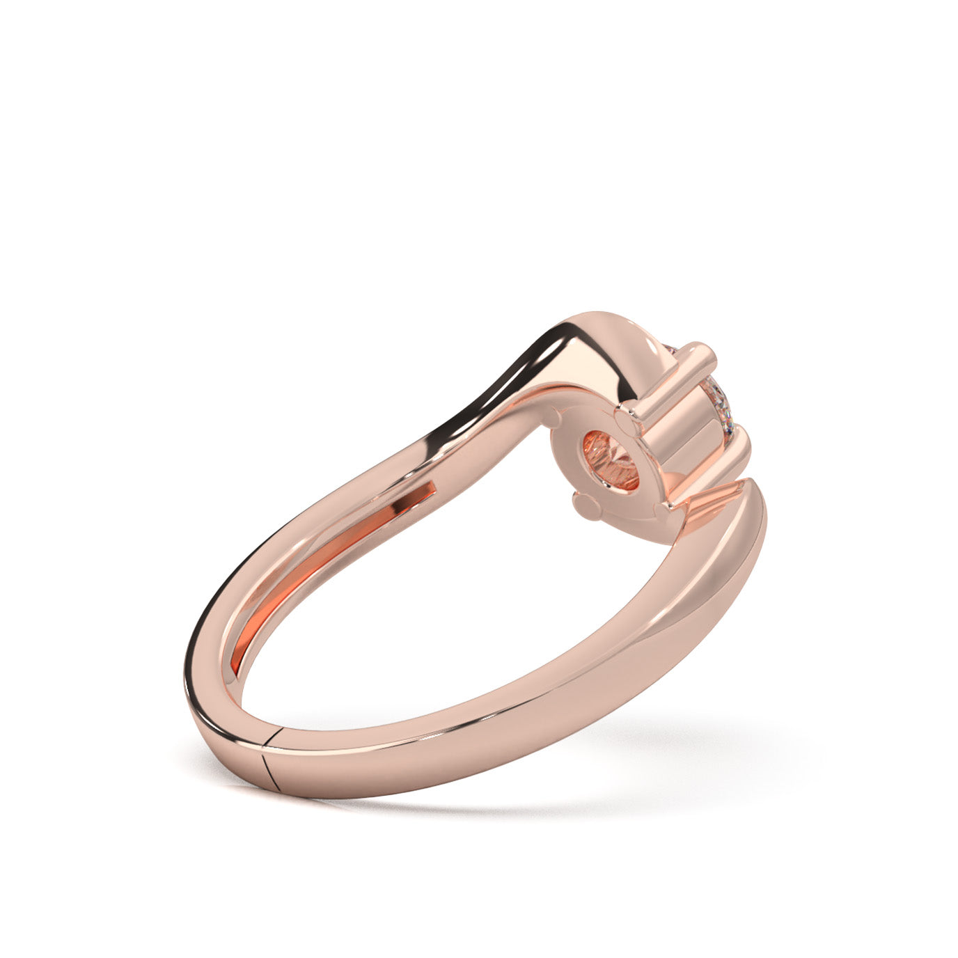 0.60 ct Moissanite Round Cut Bypass Solitaire Ring in 14k Rose Gold