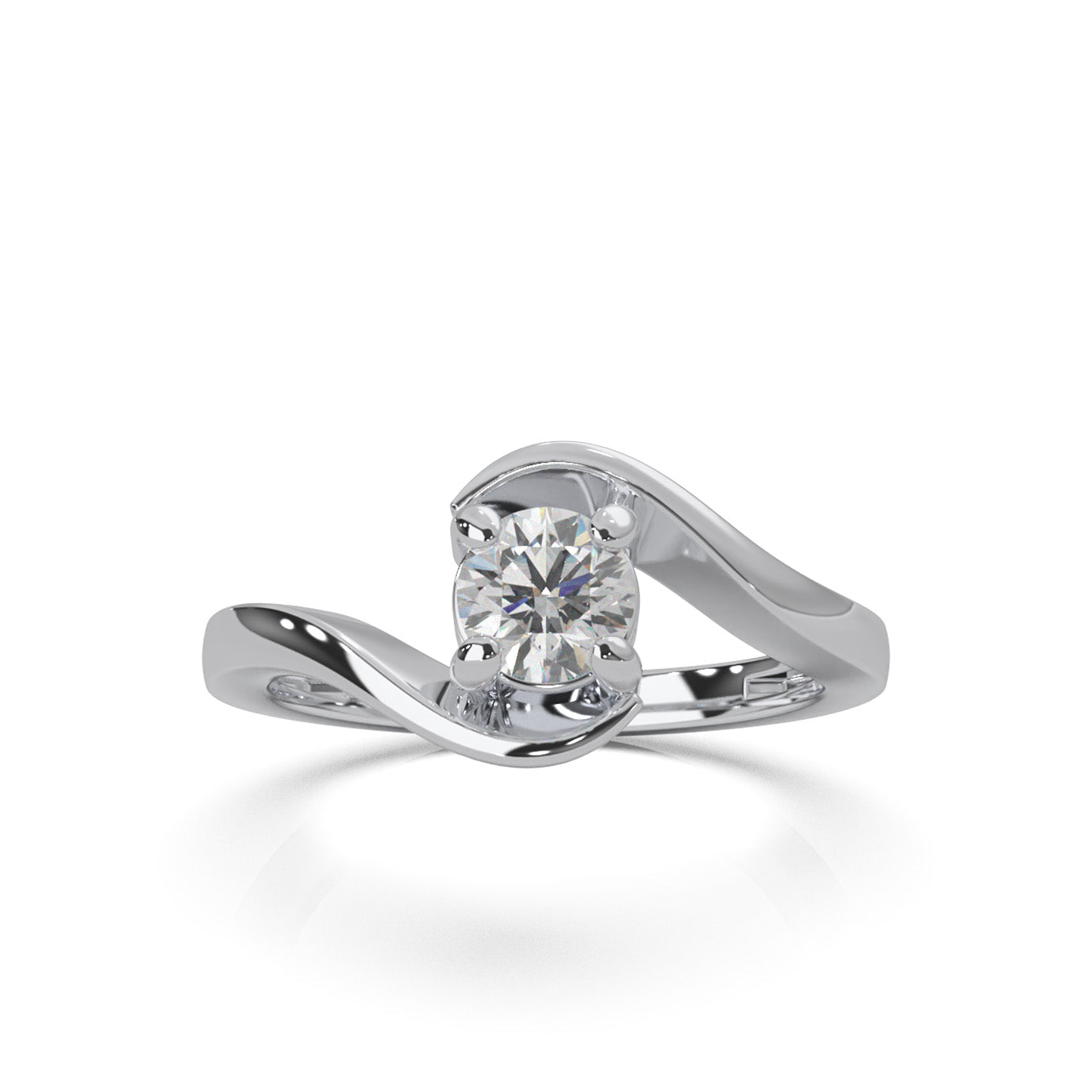 0.60 ct Moissanite Round Cut Bypass Solitaire Ring in 14k White Gold