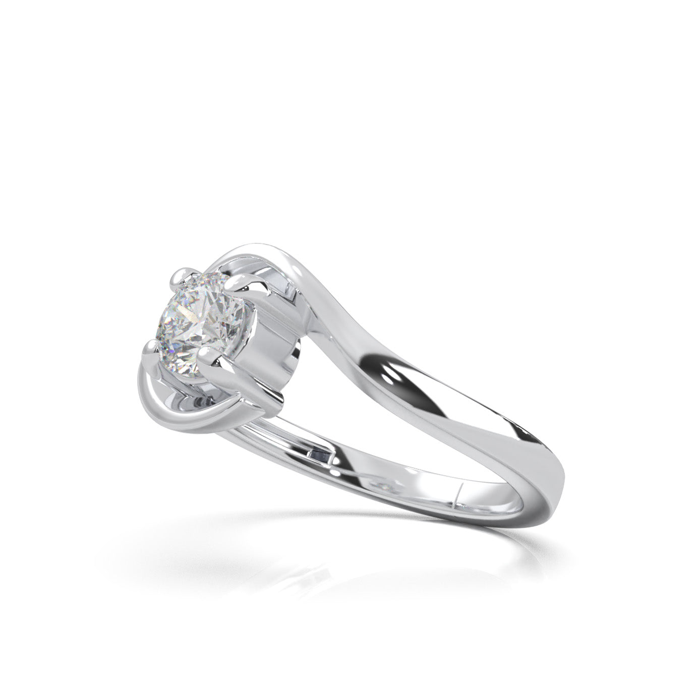 0.60 ct Moissanite Round Cut Bypass Solitaire Ring in 14k White Gold
