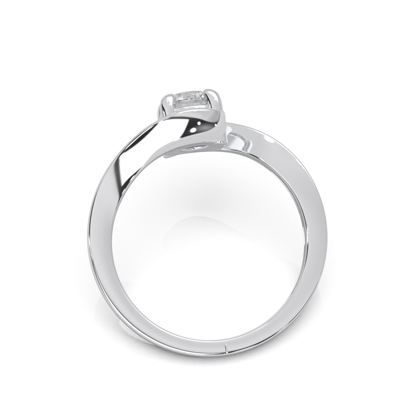 0.60 ct Moissanite Round Cut Bypass Solitaire Ring in 14k White Gold