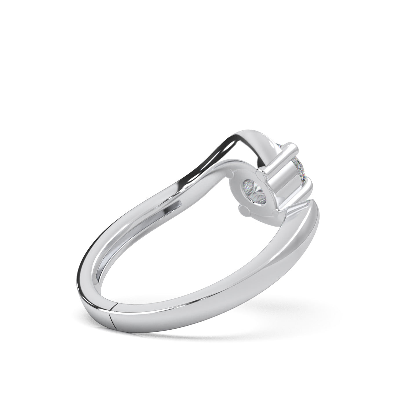 0.60 ct Moissanite Round Cut Bypass Solitaire Ring in 14k White Gold