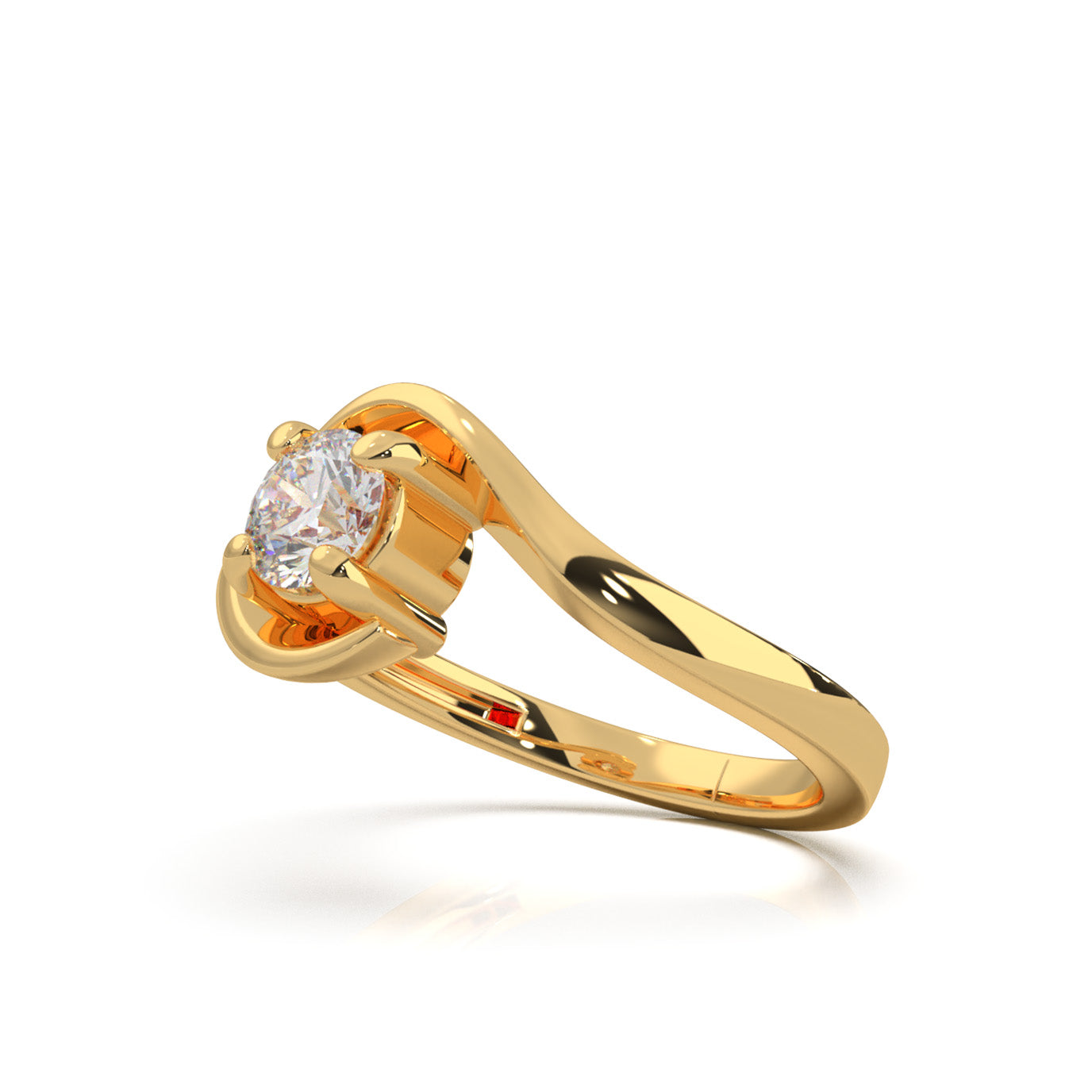 0.60 ct Natural Diamond Round Cut Bypass Solitaire Ring in 10k Yellow Gold
