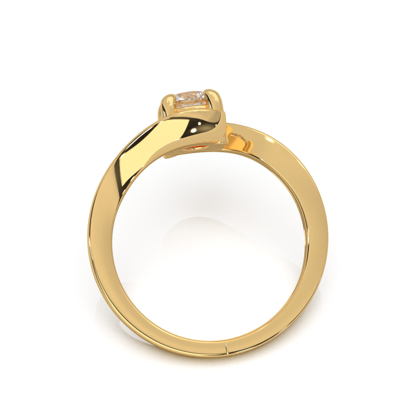 0.60 ct Natural Diamond Round Cut Bypass Solitaire Ring in 14k Yellow Gold
