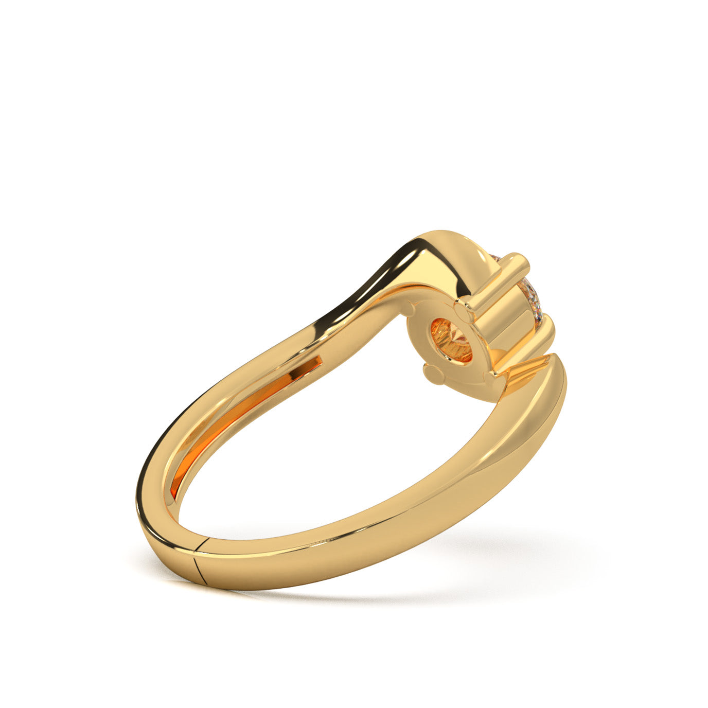 0.60 ct Natural Diamond Round Cut Bypass Solitaire Ring in 14k Yellow Gold