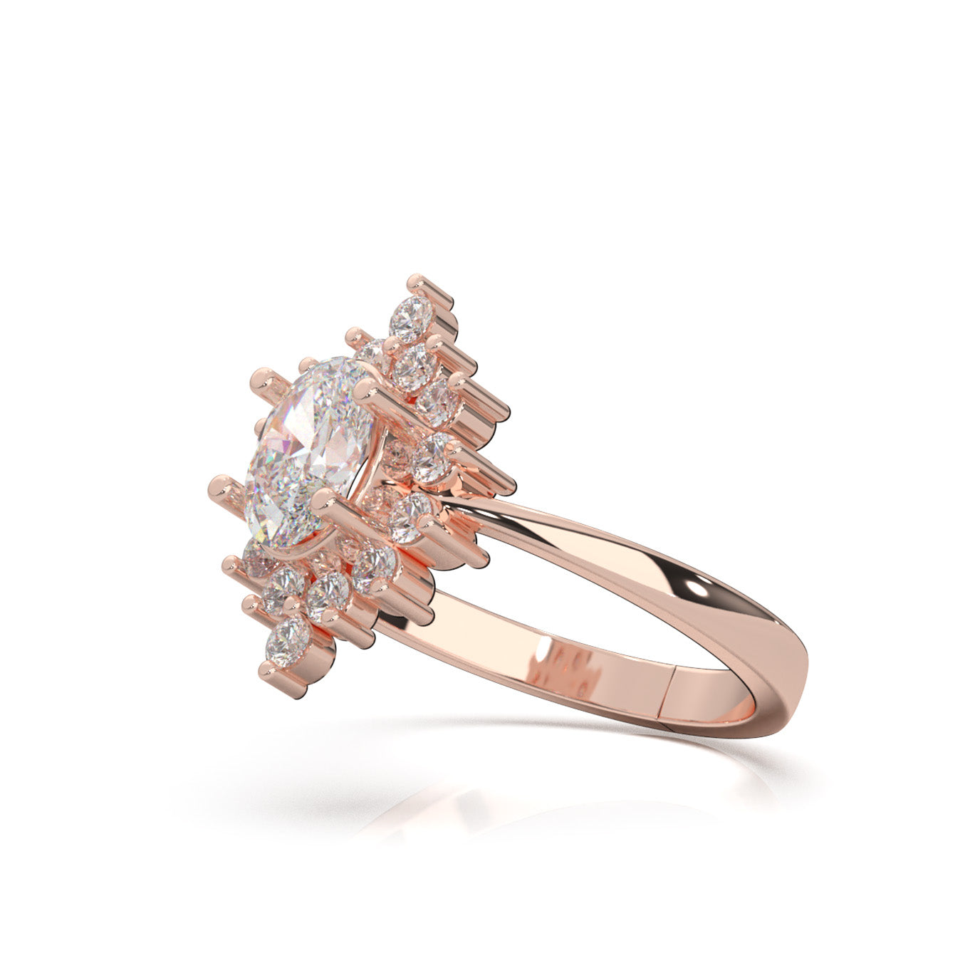 1.00 ct Natural Diamond Marquise Center Halo Engagement Ring in 14k Rose Gold