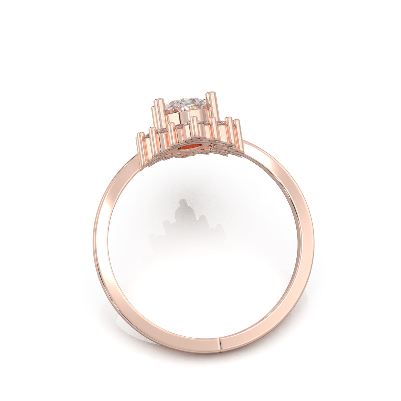 1.00 ct Moissanite Marquise Center Halo Engagement Ring in 10k Rose Gold