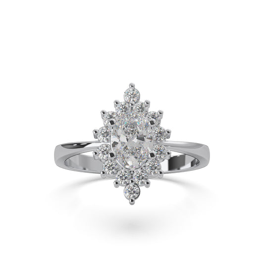 1.00 ct Natural Diamond Marquise Center Halo Engagement Ring in 14k White Gold