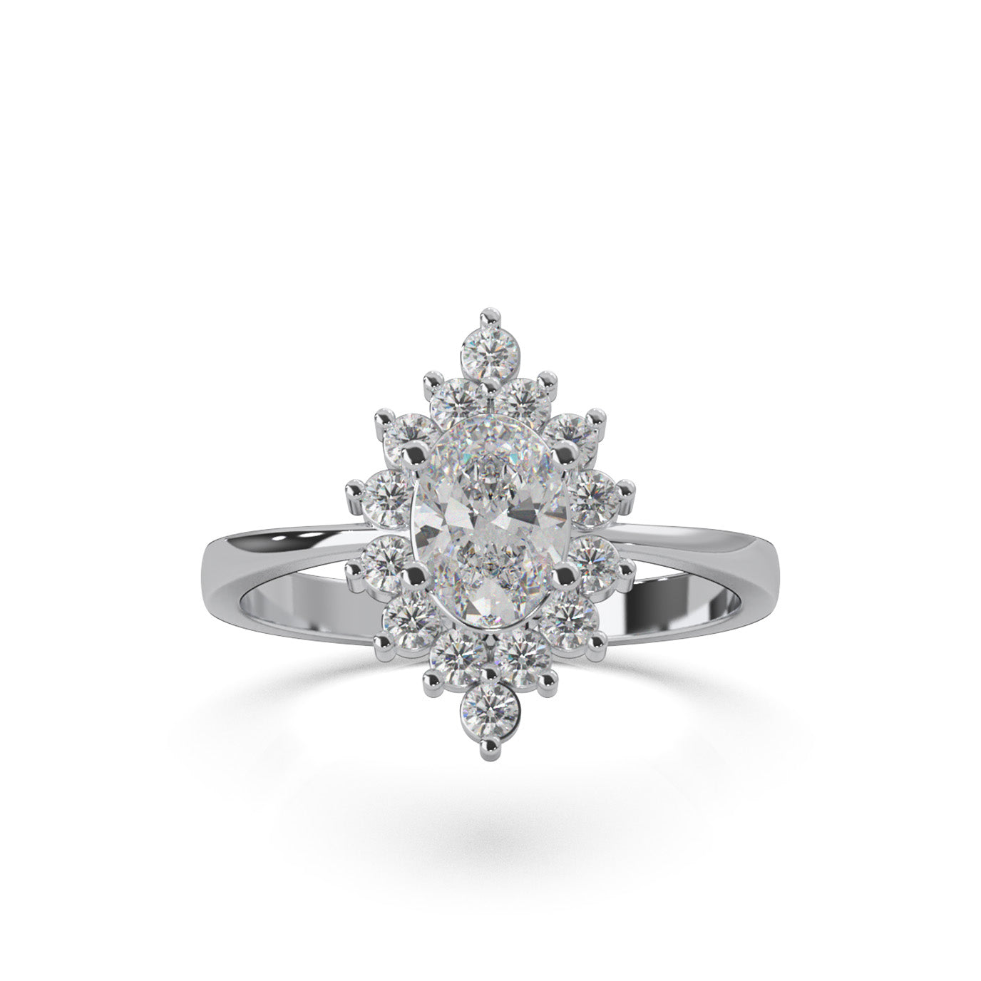 1.00 ct Moissanite Marquise Center Halo Engagement Ring in 14k White Gold