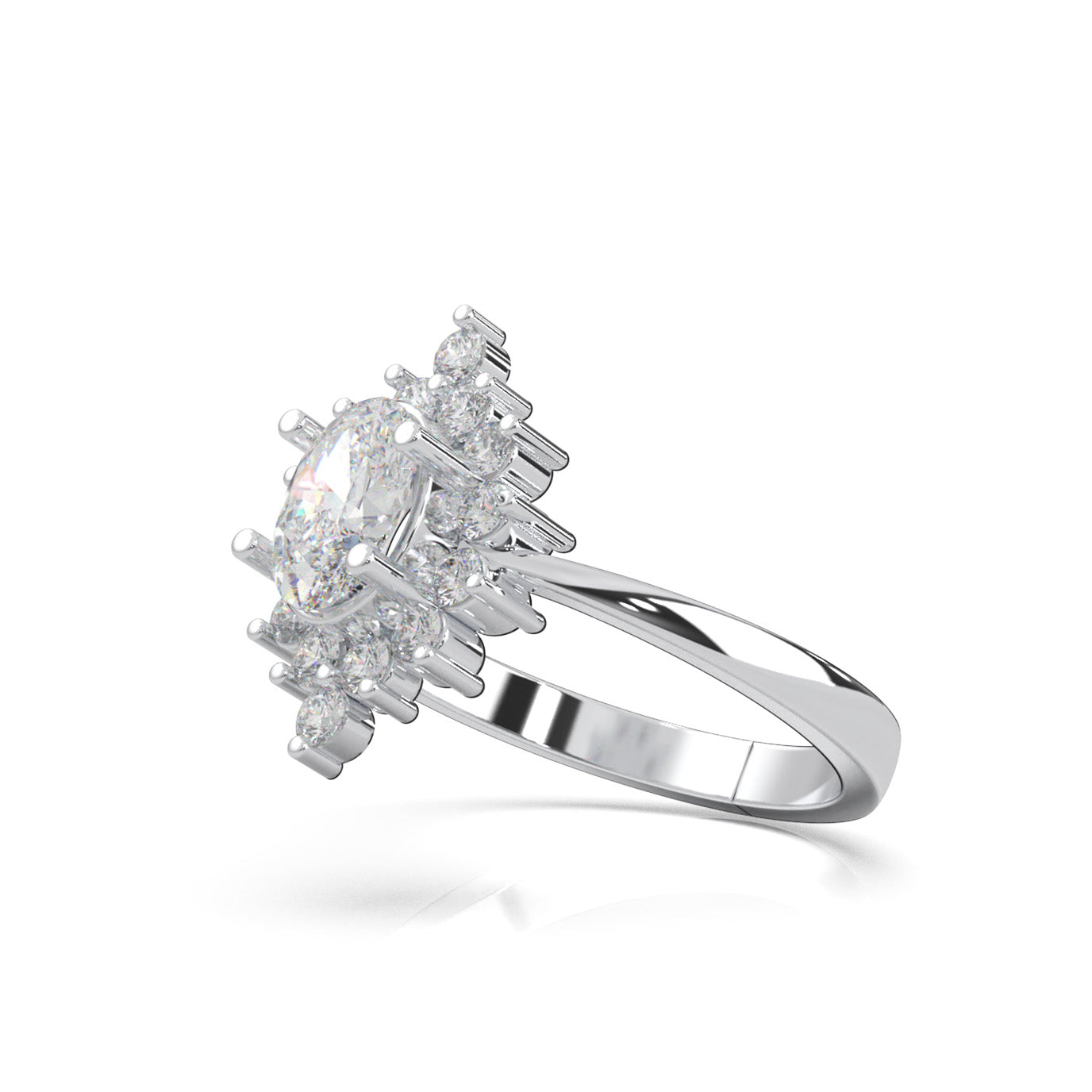 1.00 ct Moissanite Marquise Center Halo Engagement Ring in 10k White Gold