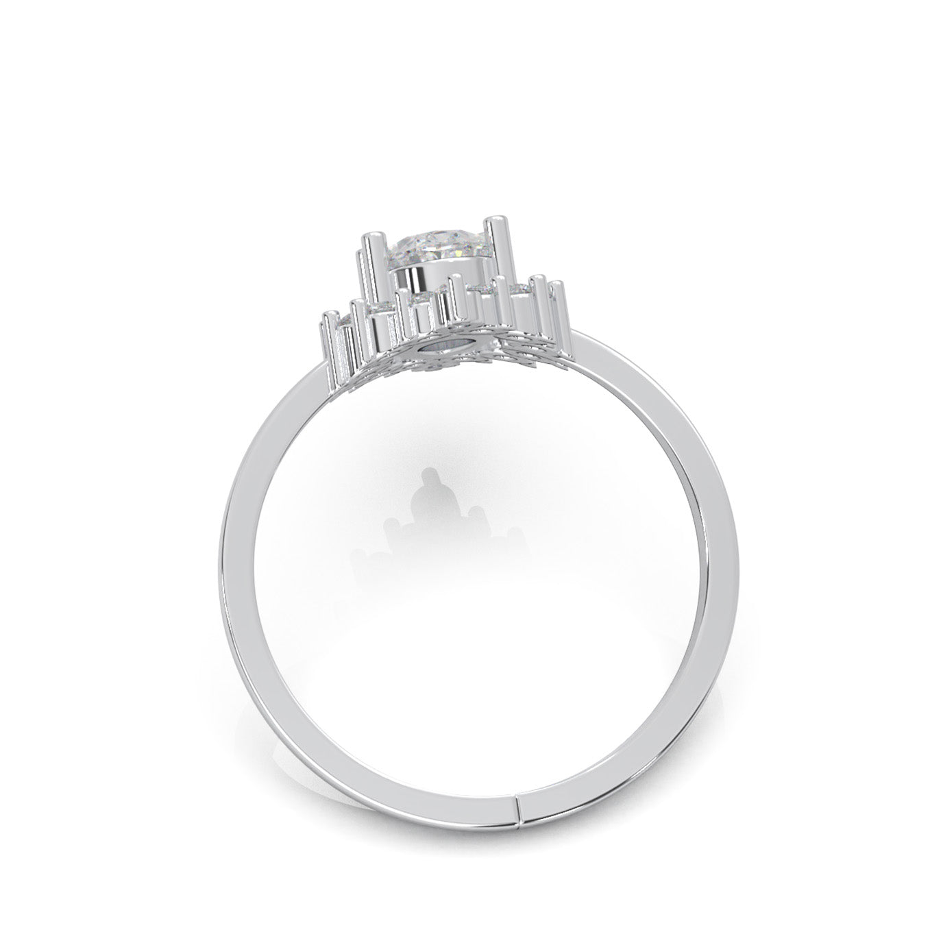 1.00 ct Moissanite Marquise Center Halo Engagement Ring in 14k White Gold