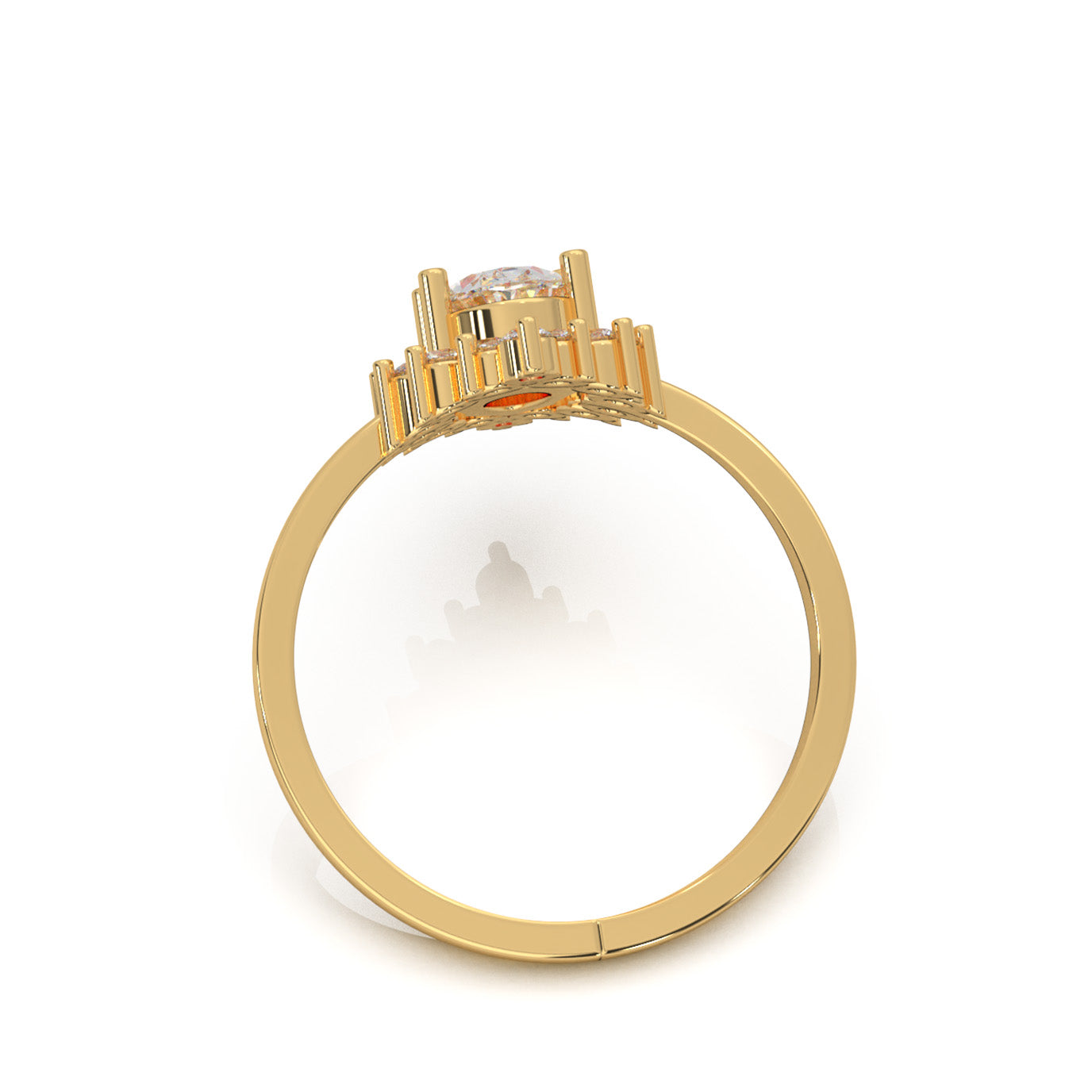 1.00 ct Moissanite Marquise Center Halo Engagement Ring in 10k Yellow Gold