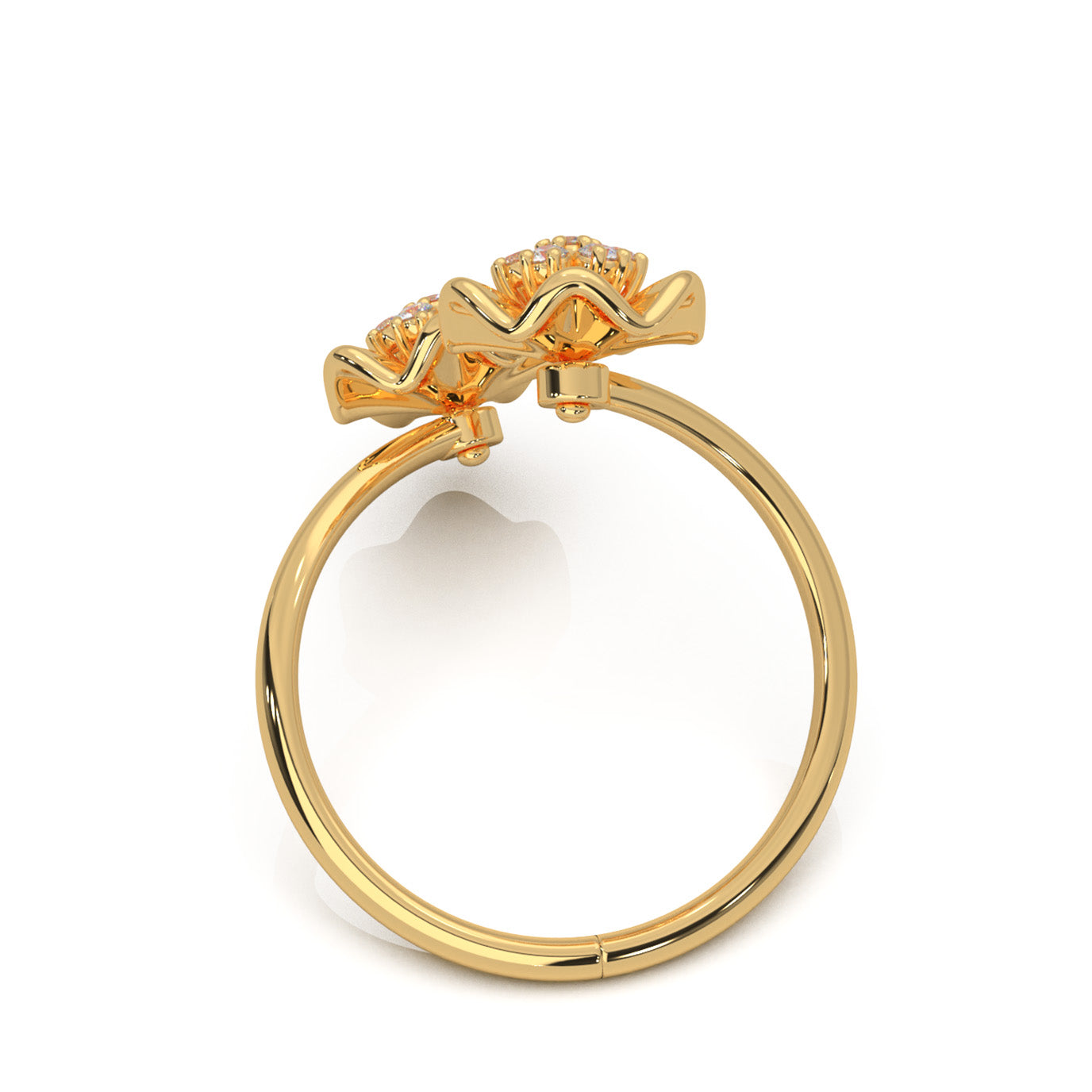 0.20 ct Lab Grown Diamond Round Cut Bypass Flower Promise Ring in 14k Yellow Gold