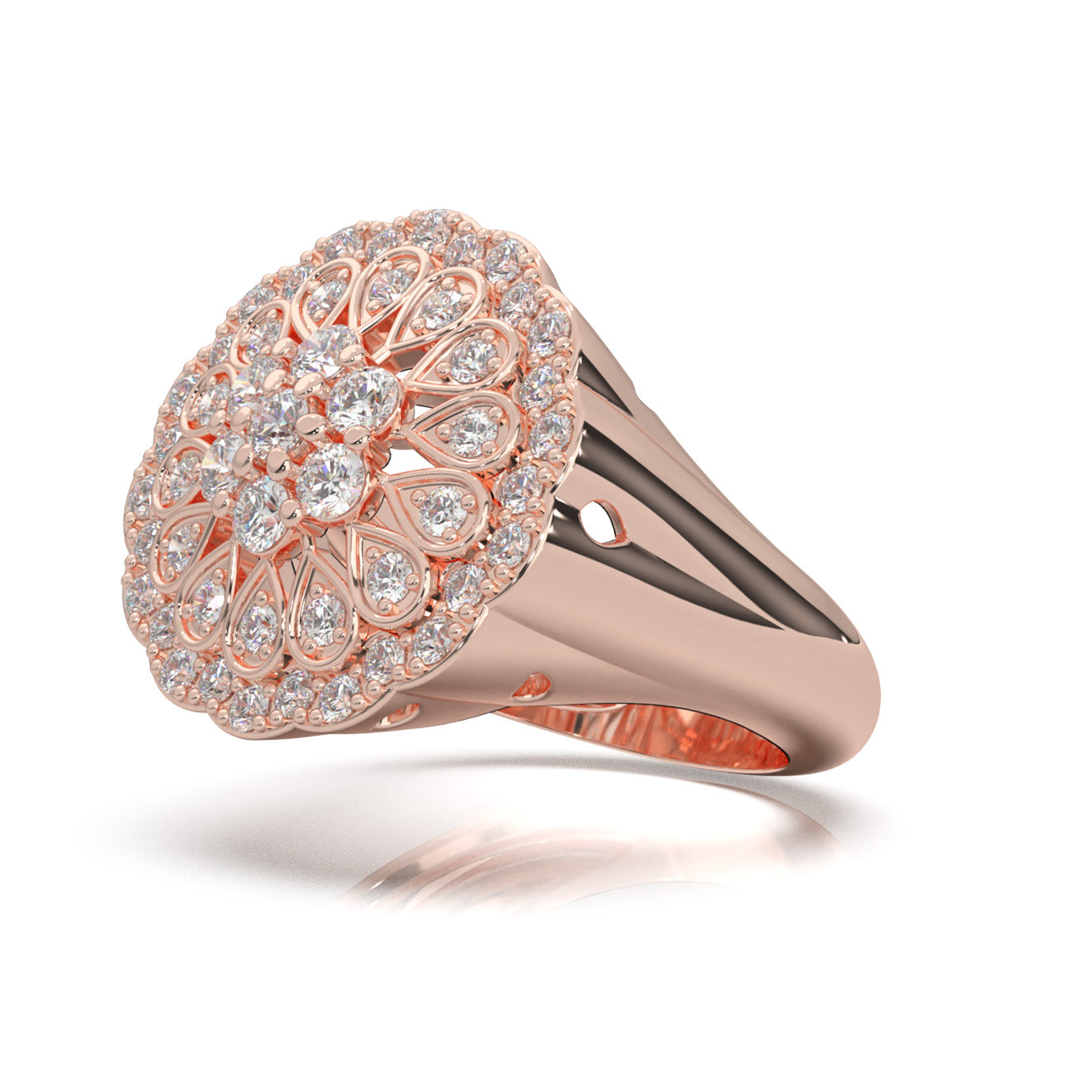 1.30 ct Natural Diamond Round Cluster Cluster Cocktail Ring in 10k Rose Gold