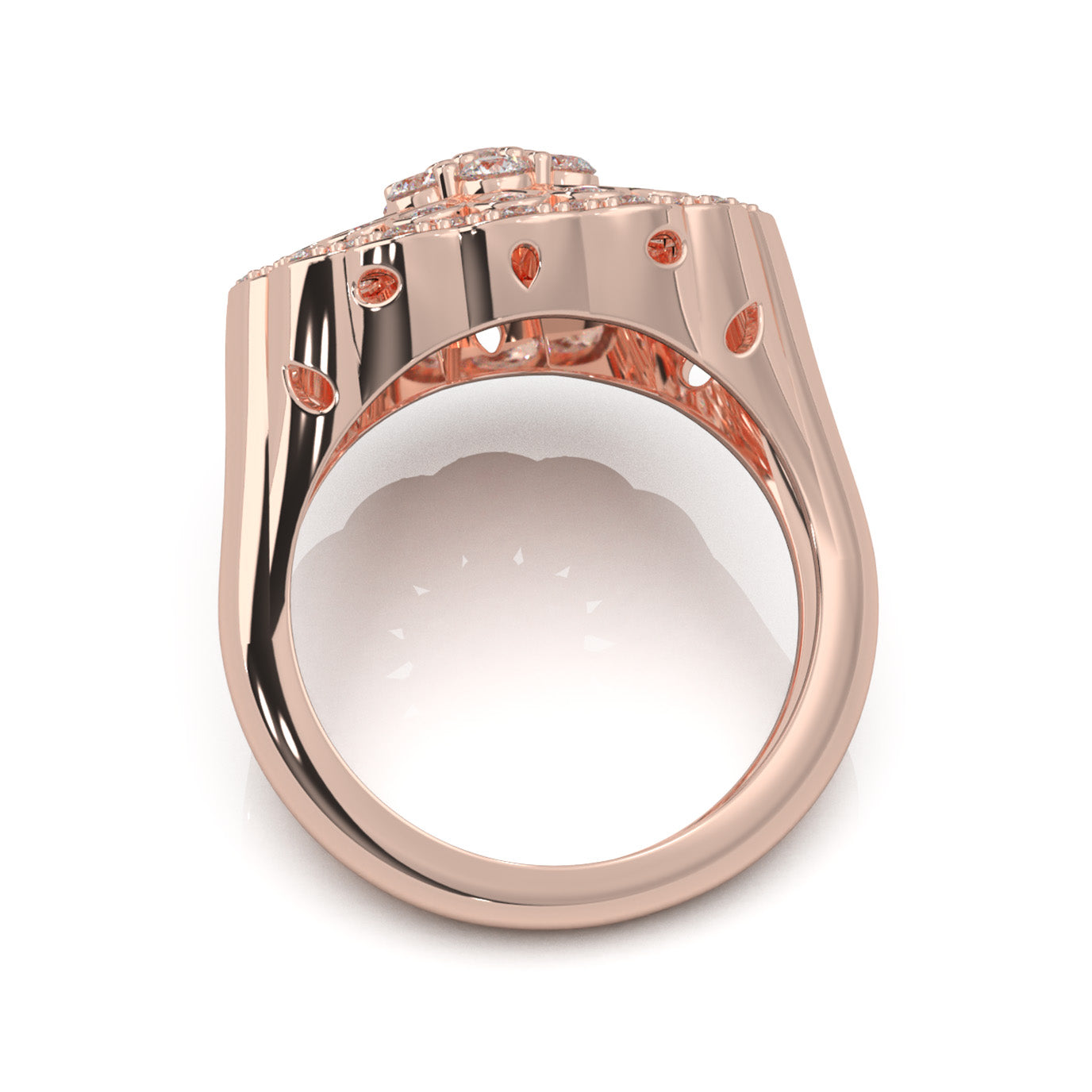 1.30 ct Natural Diamond Round Cluster Cluster Cocktail Ring in 14k Rose Gold