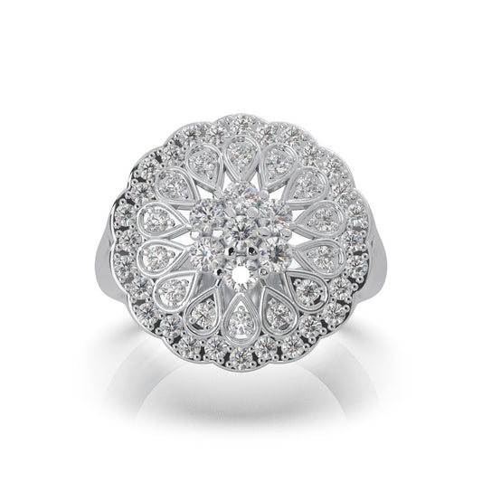 1.30 ct Moissanite Round Cluster Cluster Cocktail Ring in 10k White Gold