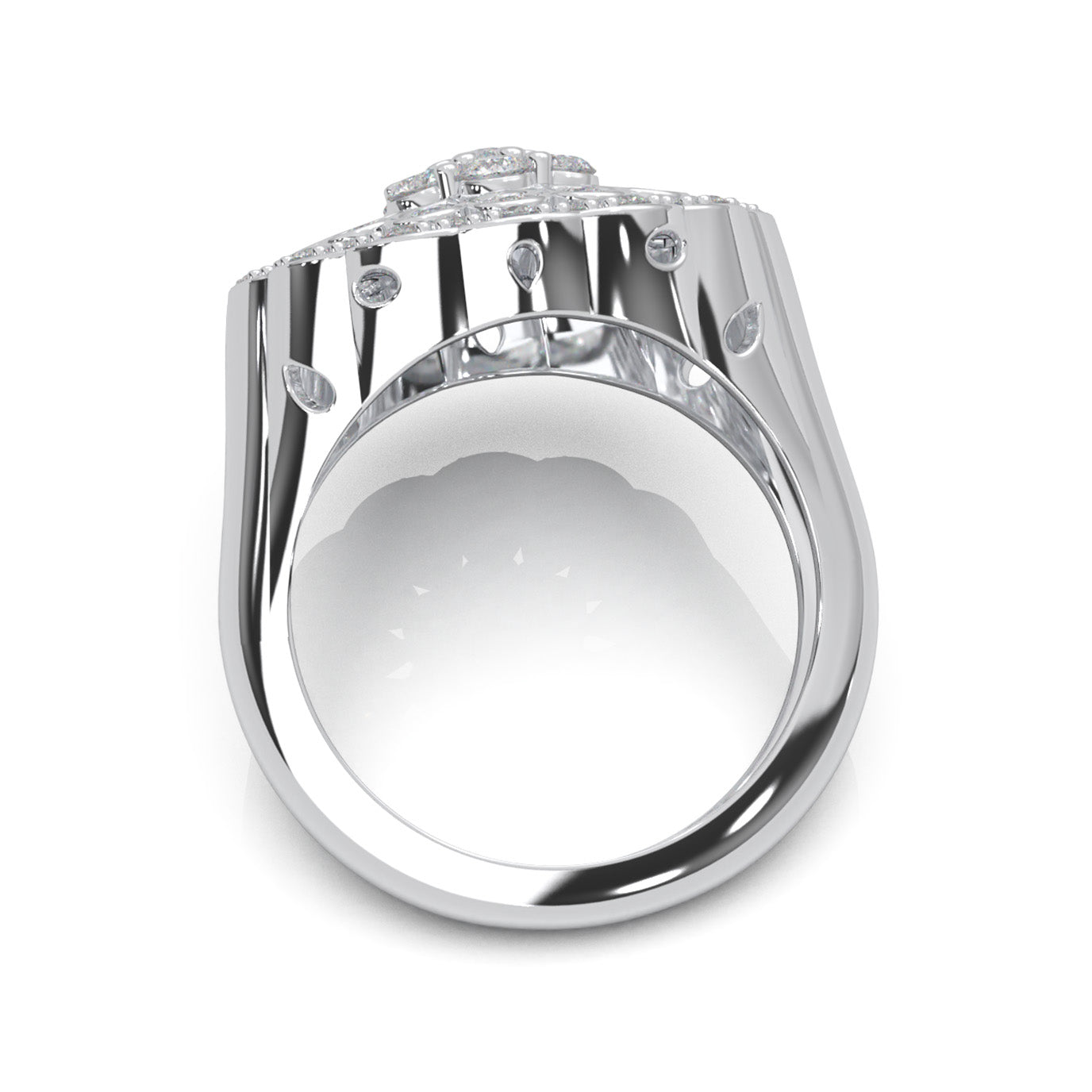 1.30 ct Natural Diamond Round Cluster Cluster Cocktail Ring in 10k White Gold