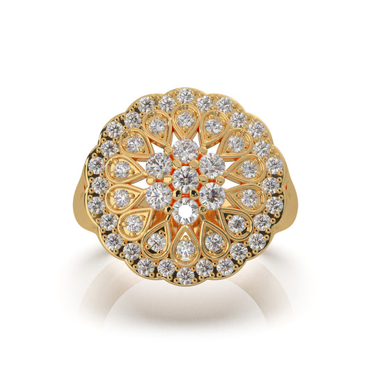 1.30 ct Natural Diamond Round Cluster Cluster Cocktail Ring in 14k Yellow Gold