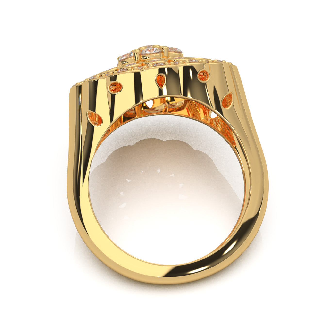 1.30 ct Moissanite Round Cluster Cluster Cocktail Ring in 14k Yellow Gold