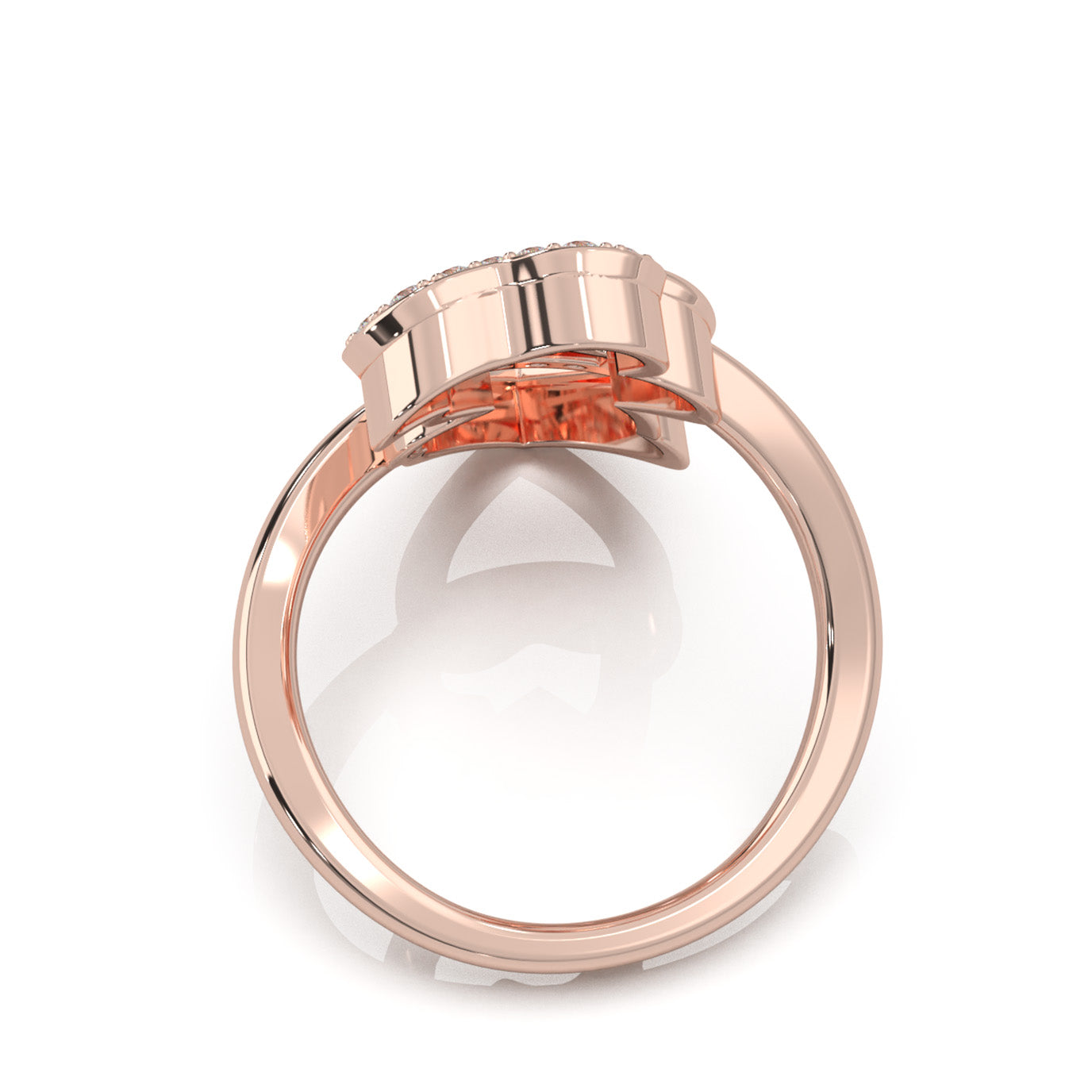 0.45 ct Moissanite Round Cut Cascading Heart Promise Ring in 14k Rose Gold