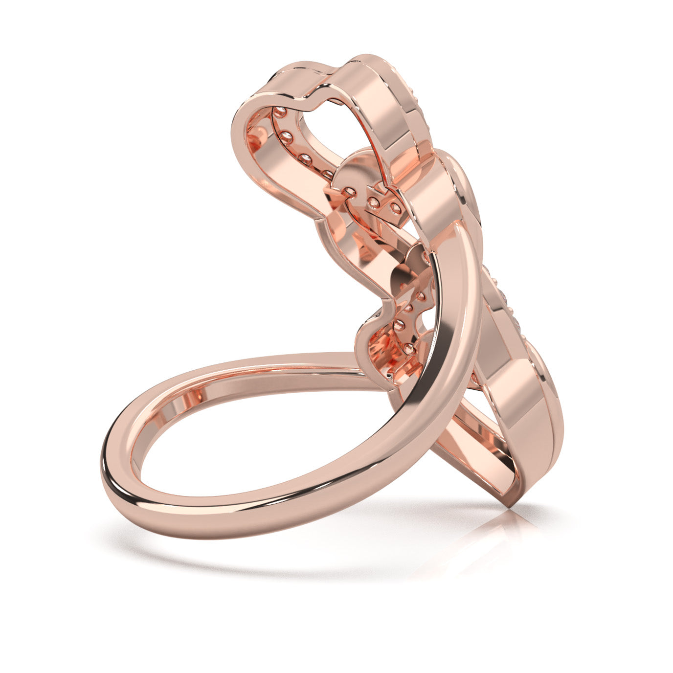 0.45 ct Moissanite Round Cut Cascading Heart Promise Ring in 14k Rose Gold