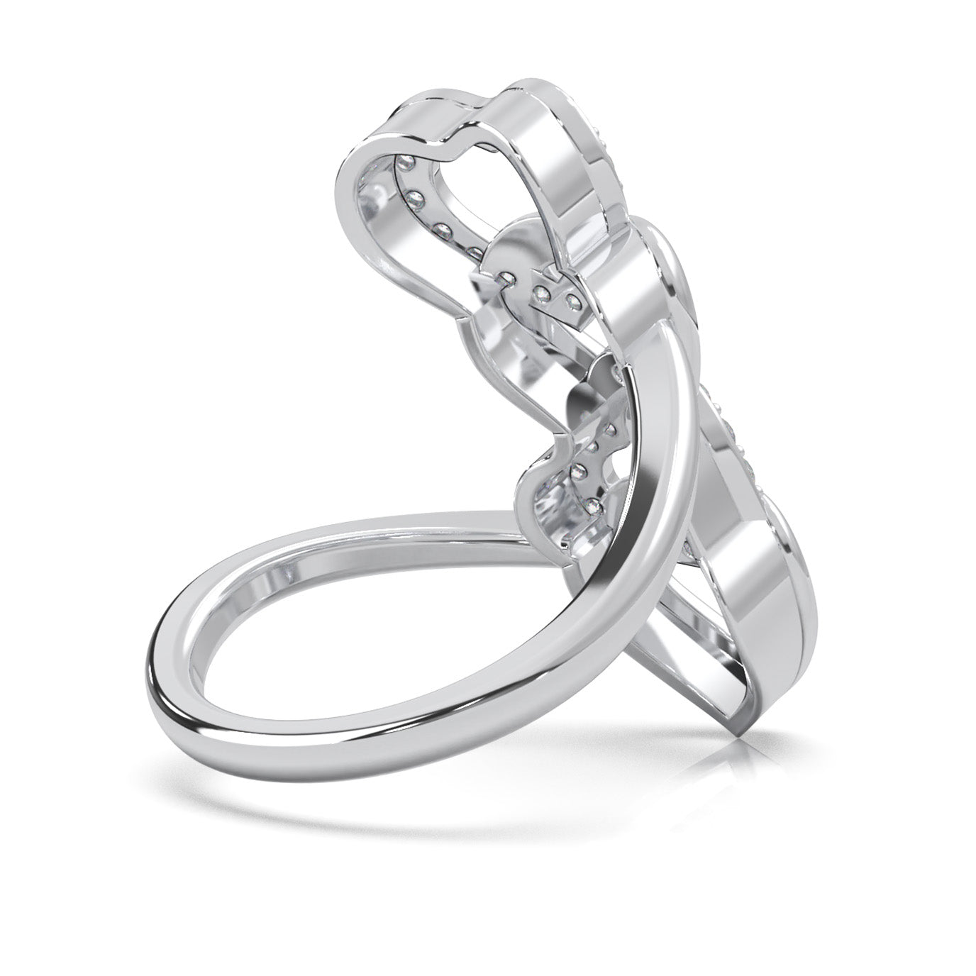 0.45 ct Natural Diamond Round Cut Cascading Heart Promise Ring in 14k White Gold