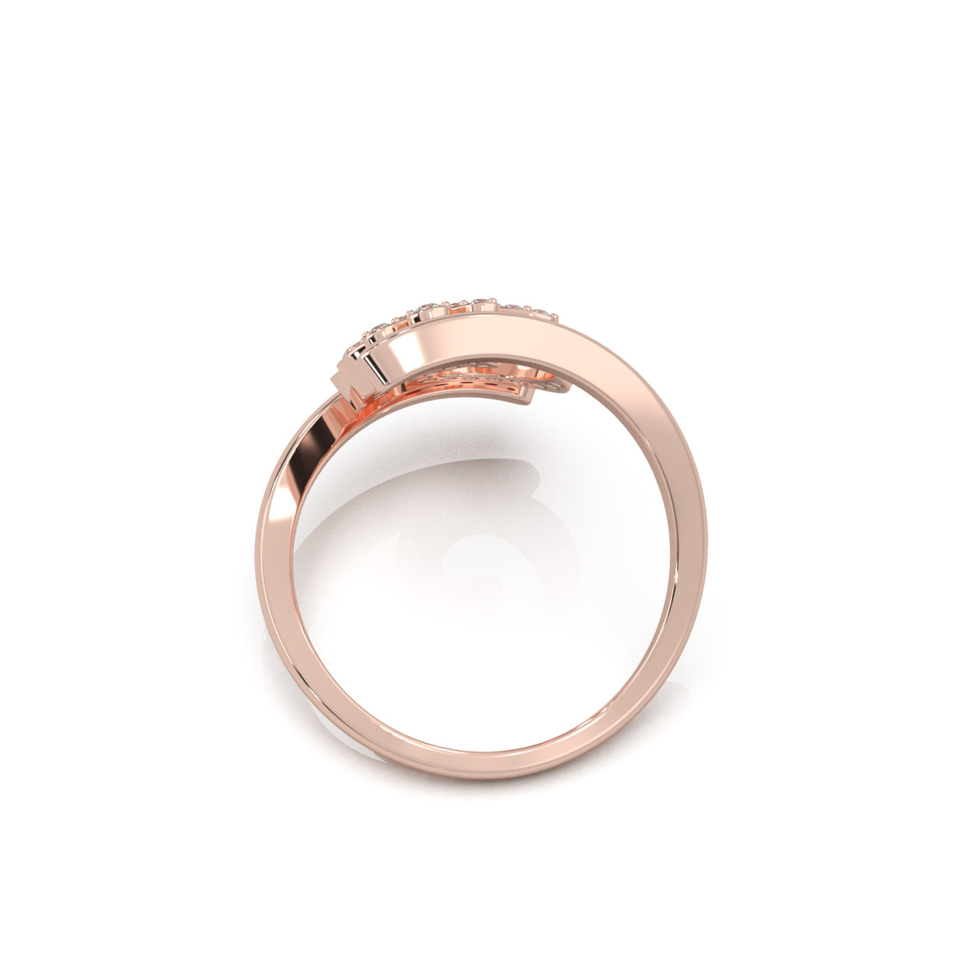 0.33 ct Moissanite Round Cut Bypass OM Religious Ring in 14k Rose Gold
