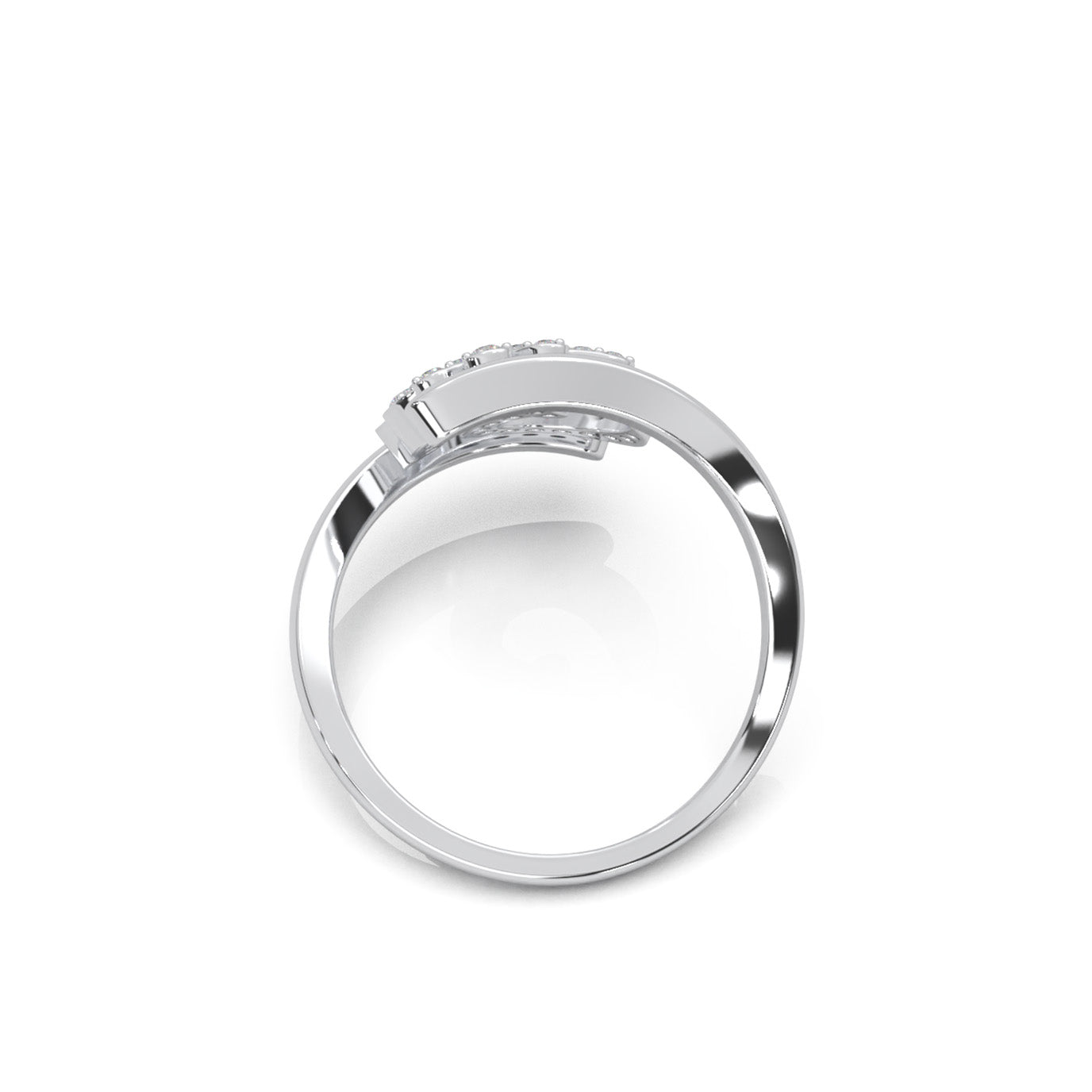 0.33 ct Natural Diamond Round Cut Bypass OM Religious Ring in 14k White Gold