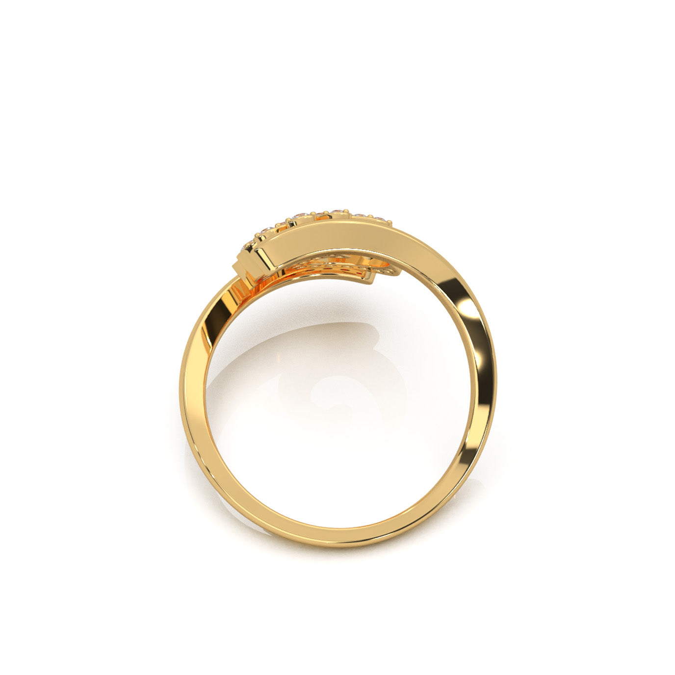 0.33 ct Moissanite Round Cut Bypass OM Religious Ring in 14k Yellow Gold