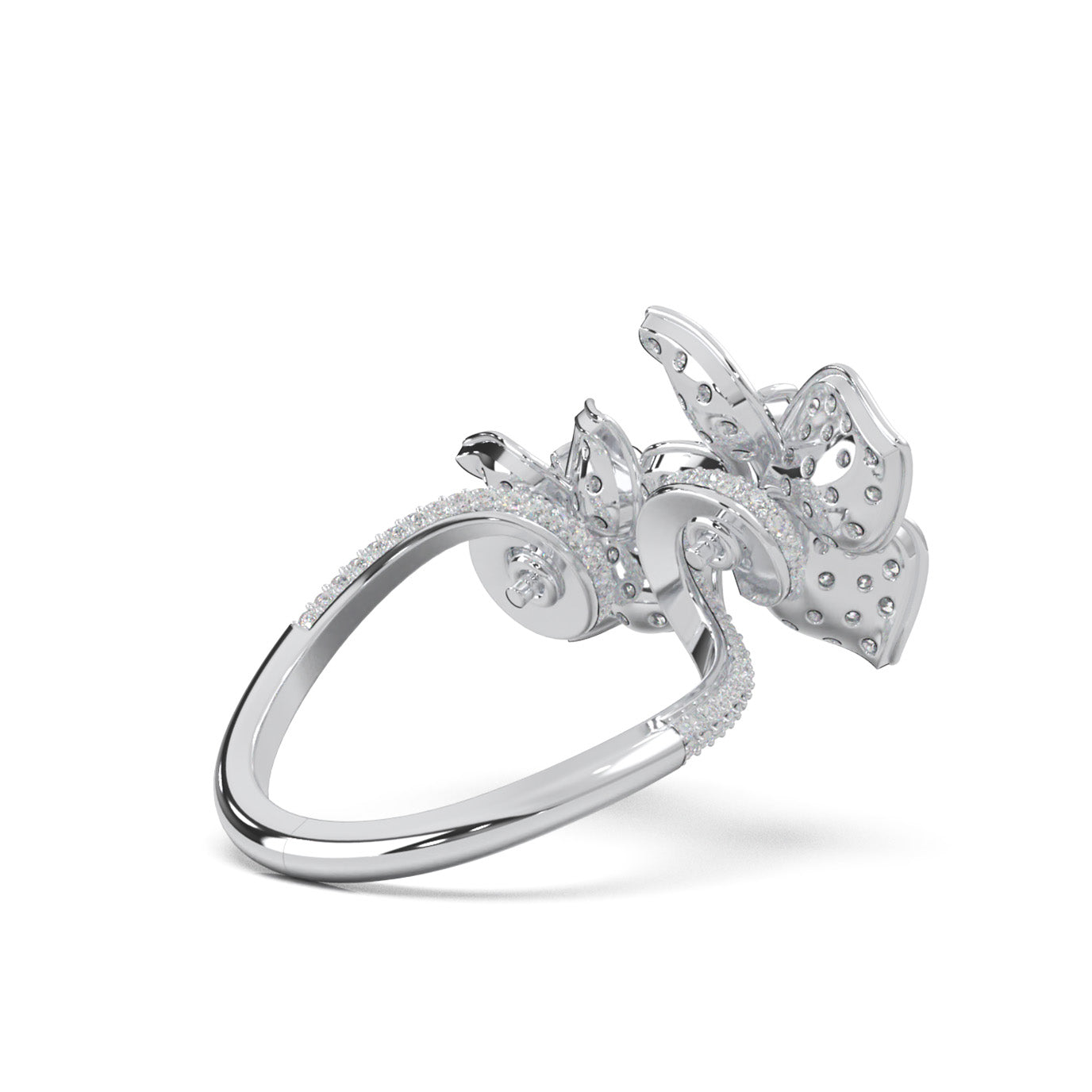 2.70 ct Natural Diamond Round Cut Dual Flower Promise Ring in 14k White Gold