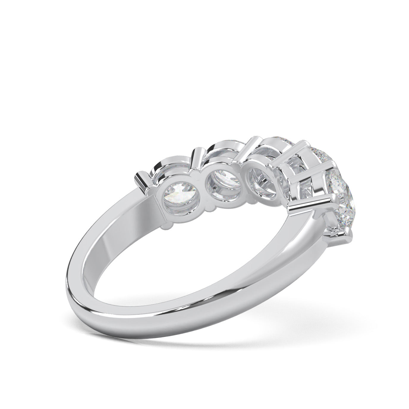 2.00 ct Moissanite Round Cut Classic 5 Stone Shared Prong Wedding Band in 14k White Gold