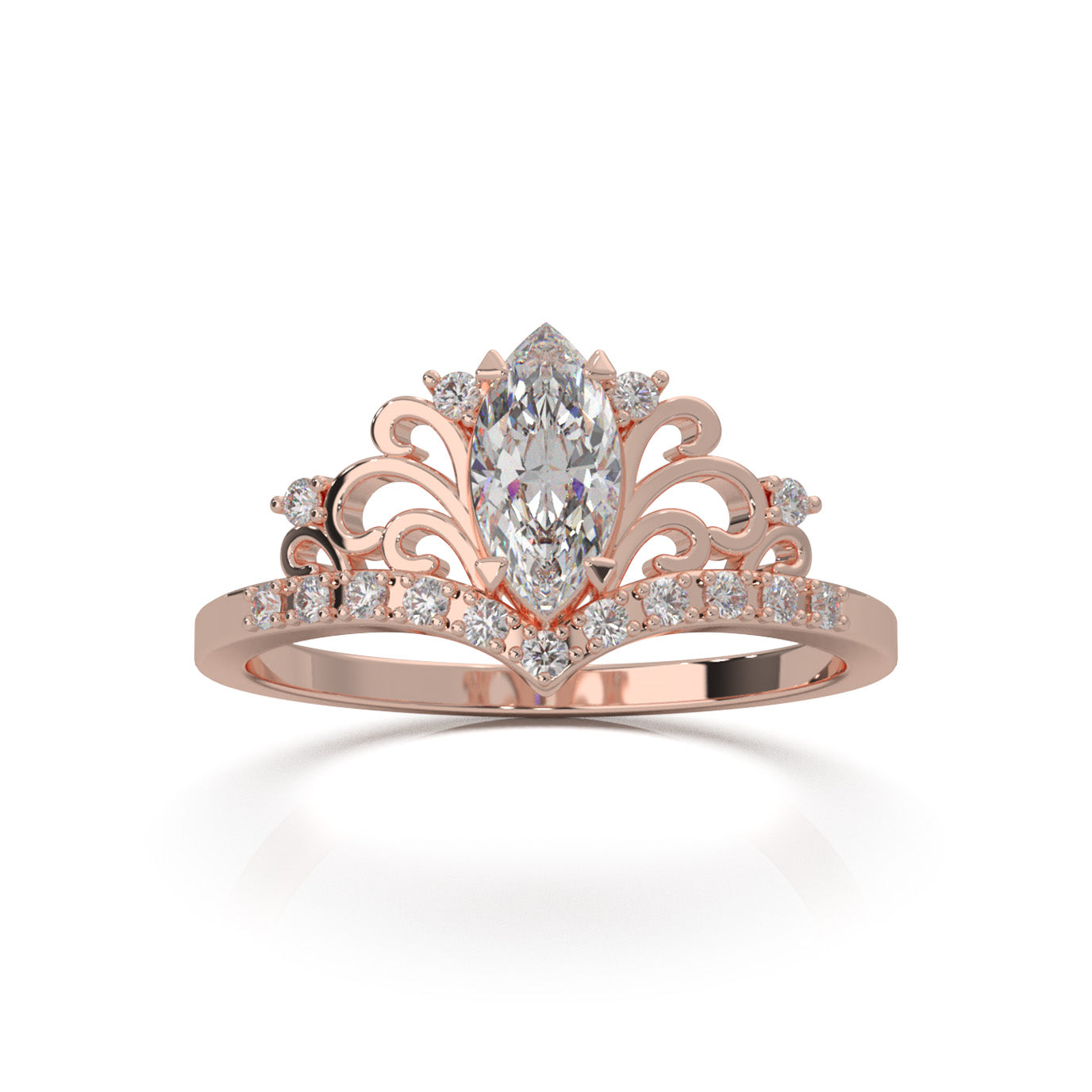 0.60 ct Natural Diamond Marquise Cut Fancy Promise Ring in 14k Rose Gold