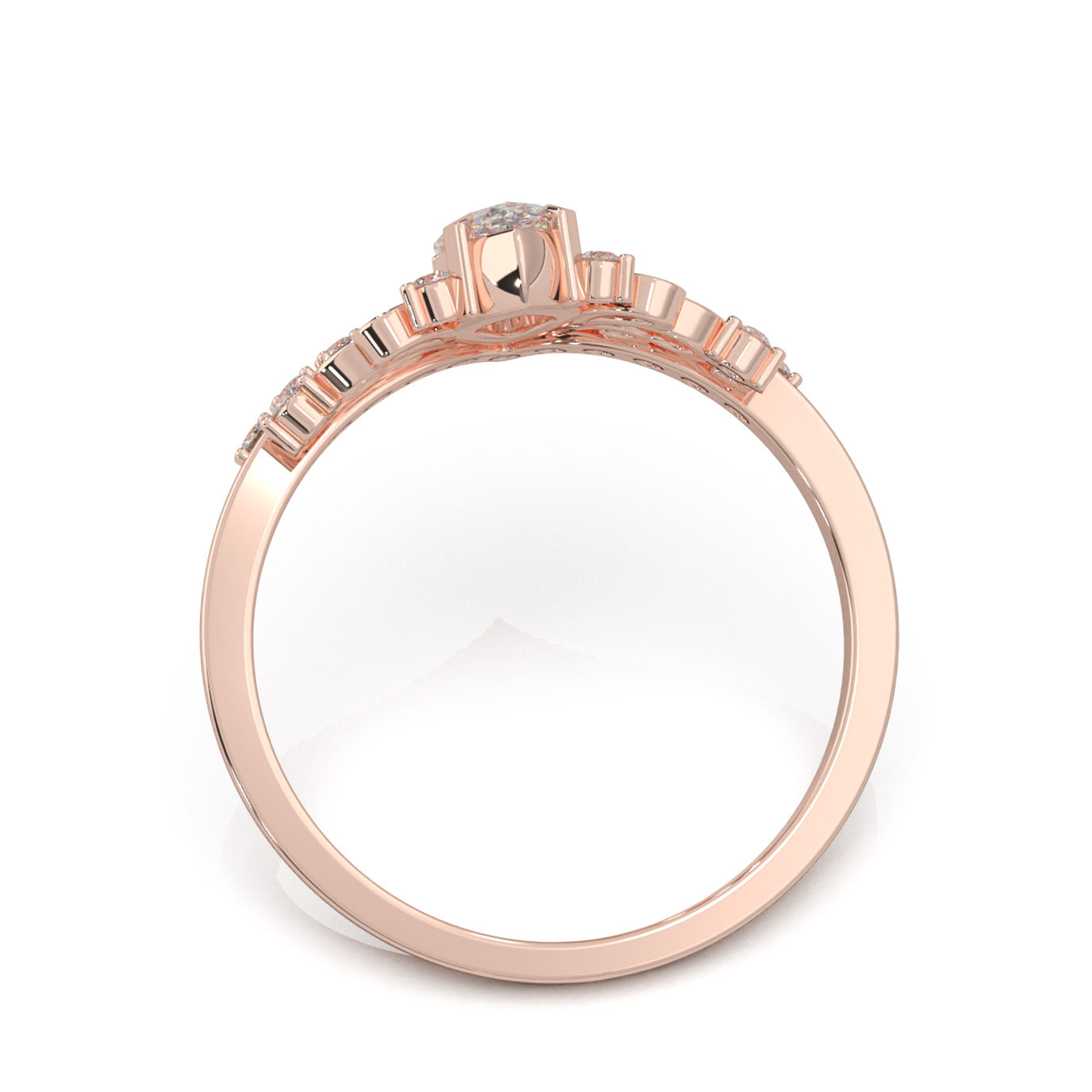 0.60 ct Moissanite Marquise Cut Fancy Promise Ring in 14k Rose Gold