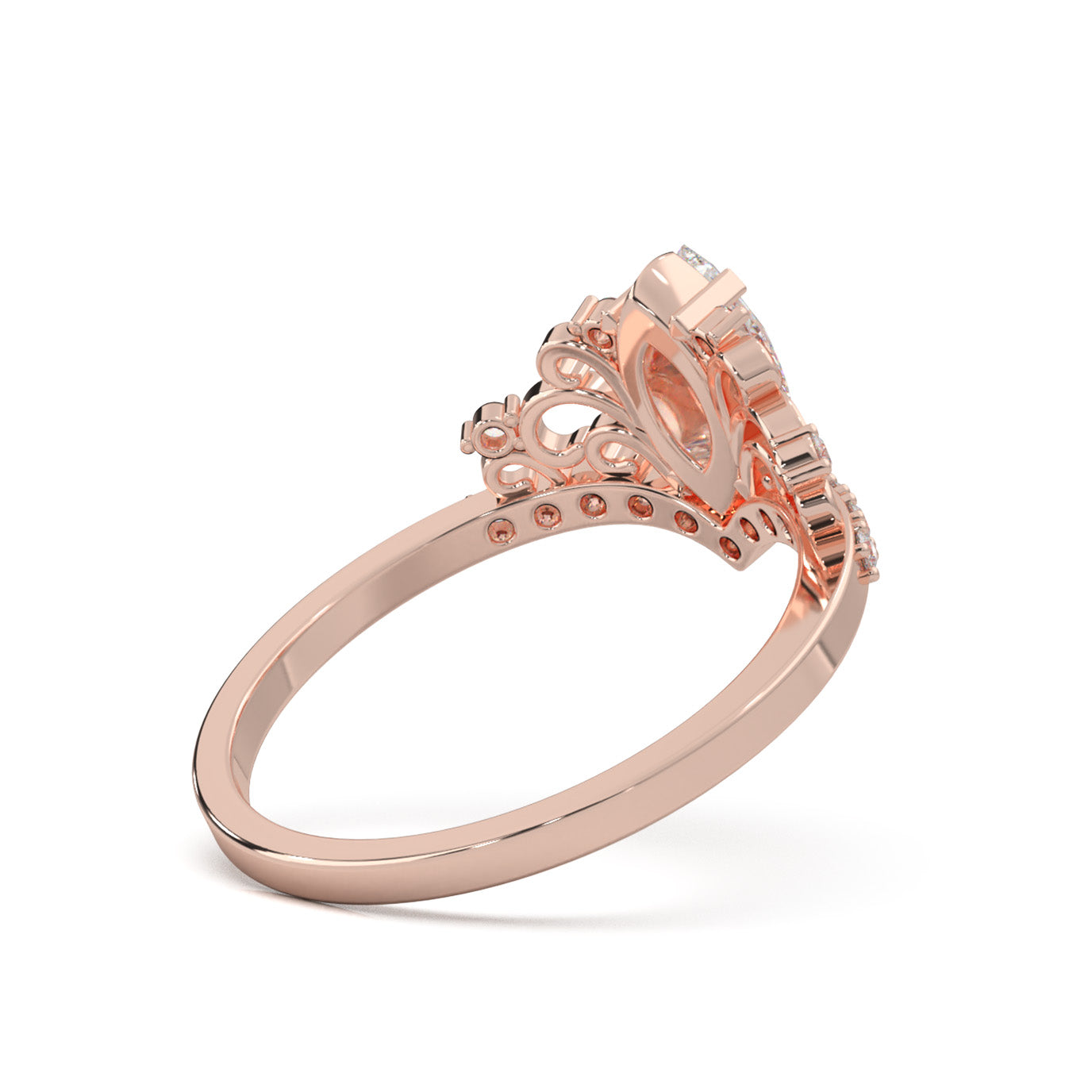0.60 ct Moissanite Marquise Cut Fancy Promise Ring in 14k Rose Gold