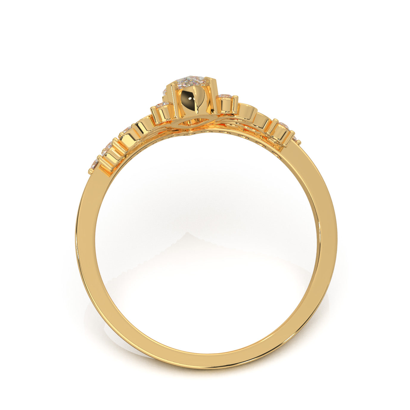 0.60 ct Moissanite Marquise Cut Fancy Promise Ring in 14k Yellow Gold