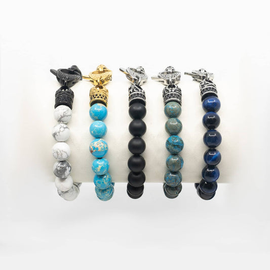 Gem Stone Beaded Bracelet with Stainless Steel Clasp
