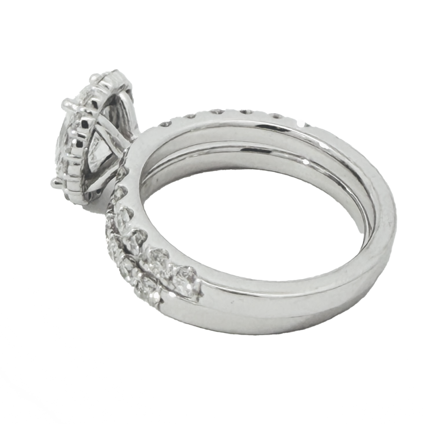 1 1/2 ct Oval Center Engagement Sets 3.00 Ct 14k White Gold Lab Grown Diamond F VS