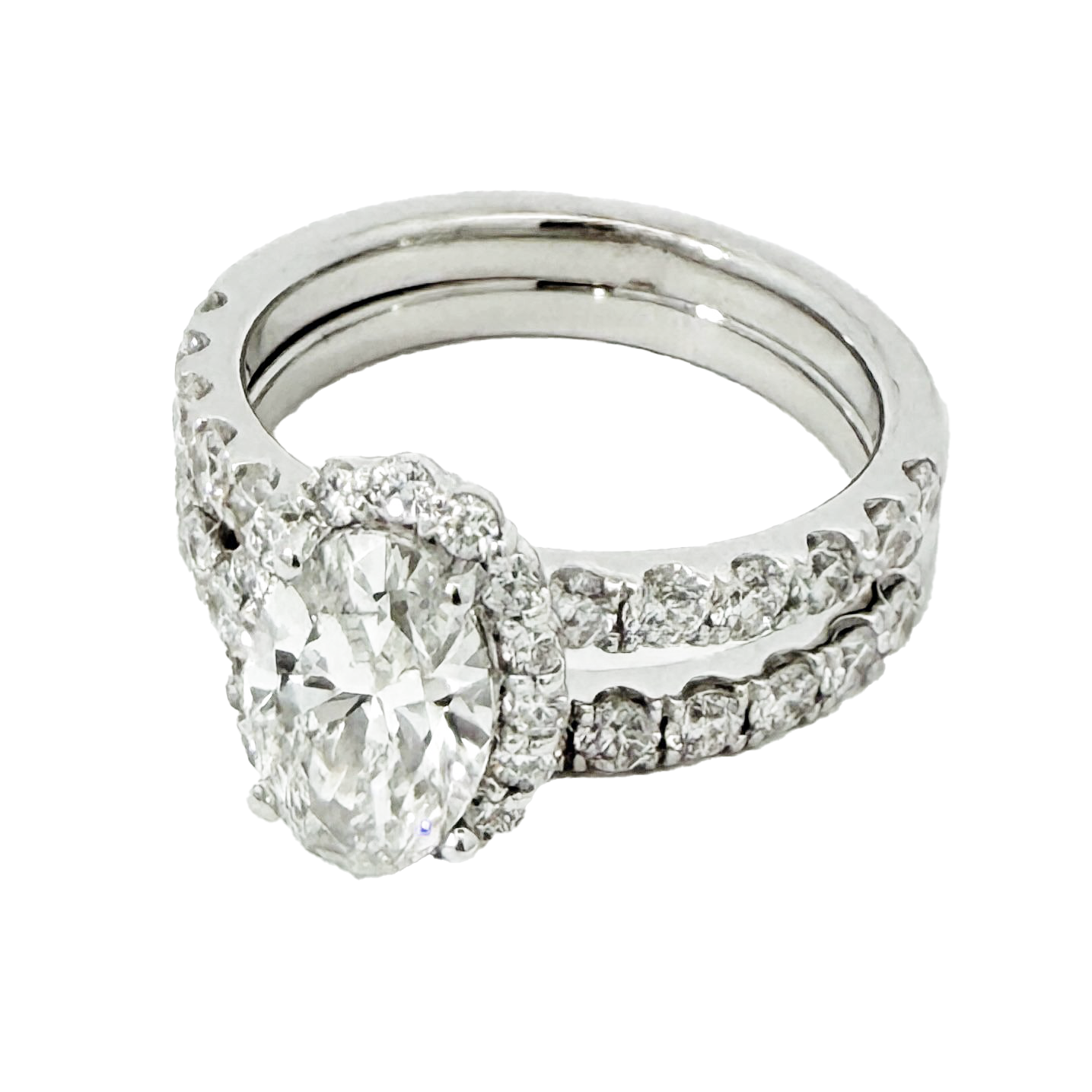 1 1/2 ct Oval Center Engagement Sets 3.00 Ct 14k White Gold Lab Grown Diamond F VS