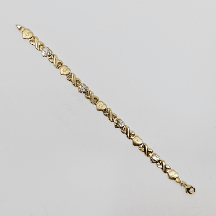 10k Gold Two-Tone Heart Hugs and Kisses Bracelet