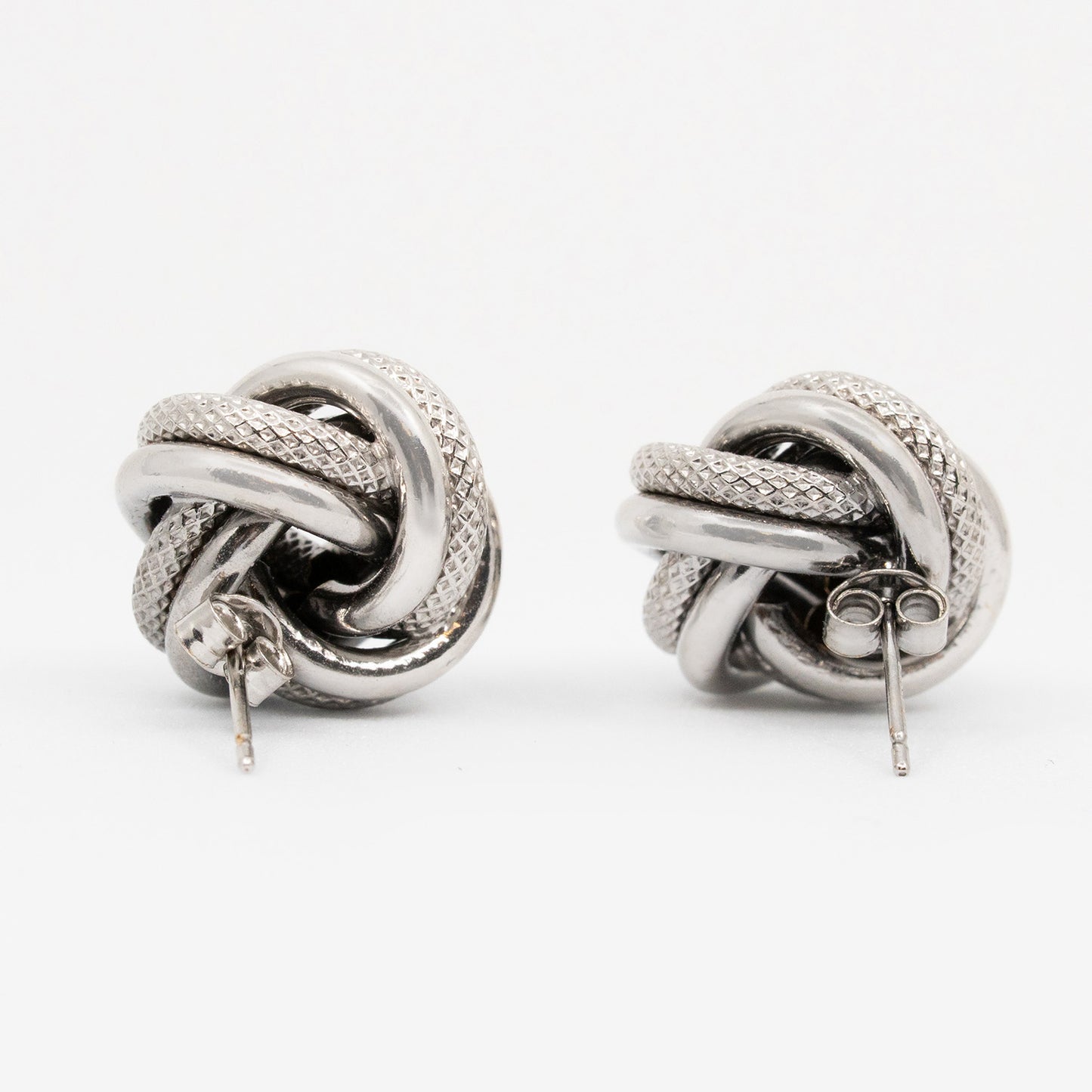 14k White Gold Twist Stud Earrings