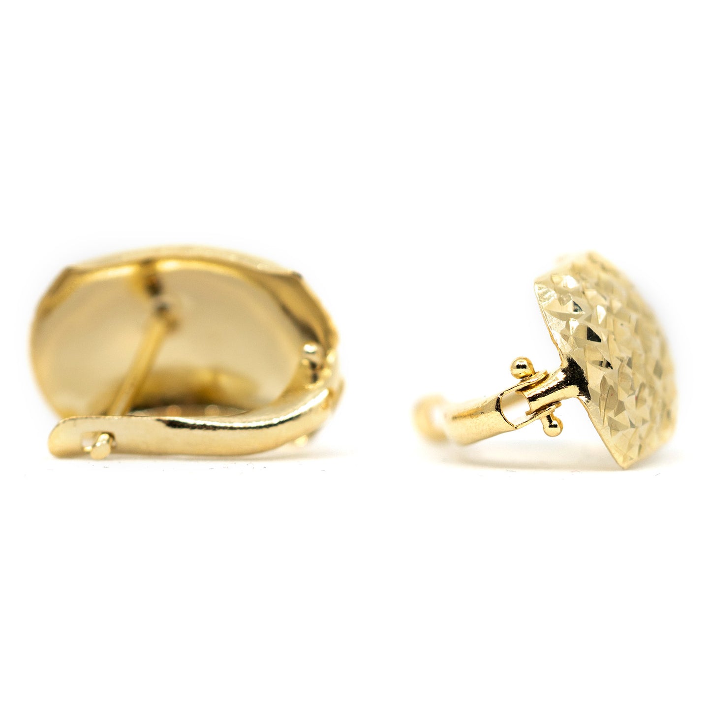 14k Gold 11mm Plug Rounded Earrings with Diamond-Cut Texture