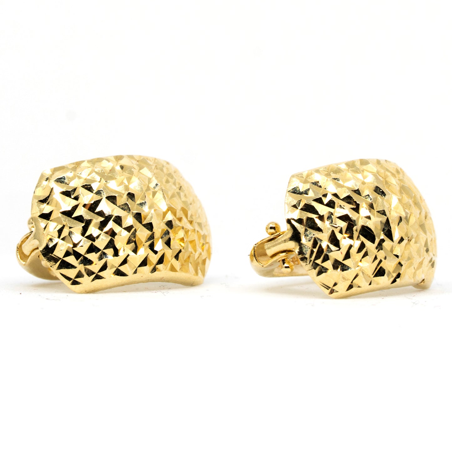 14k Gold 11mm Plug Rounded Earrings with Diamond-Cut Texture